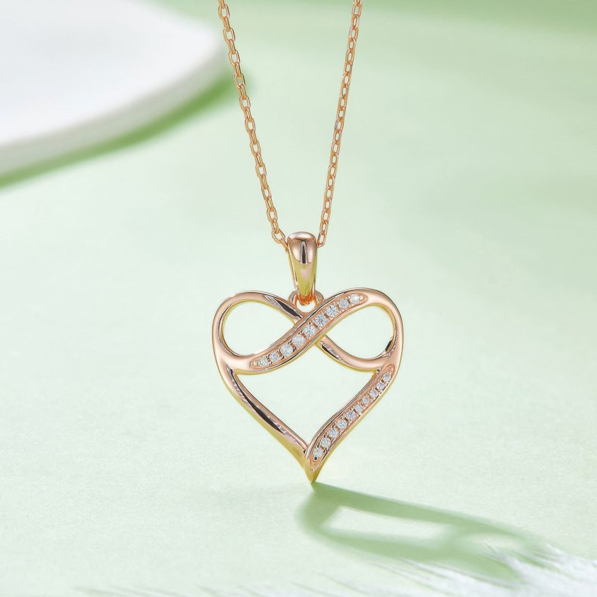 Infinity Heart Moissanite Pendant Necklace | Pavé 925 Sterling Silver | Collarbone Chain - Image 6