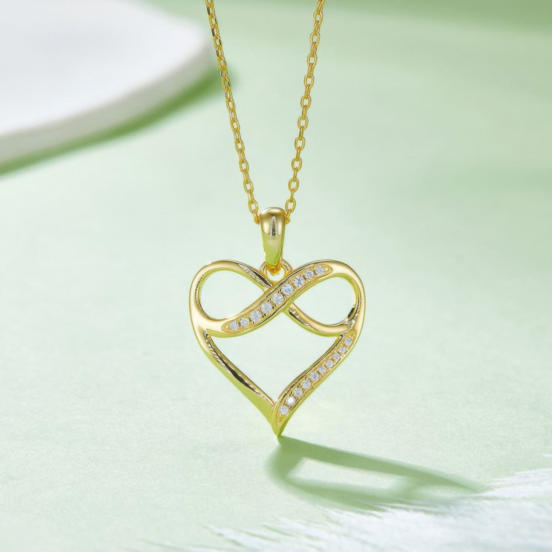 Infinity Heart Moissanite Pendant Necklace | Pavé 925 Sterling Silver | Collarbone Chain - Image 8