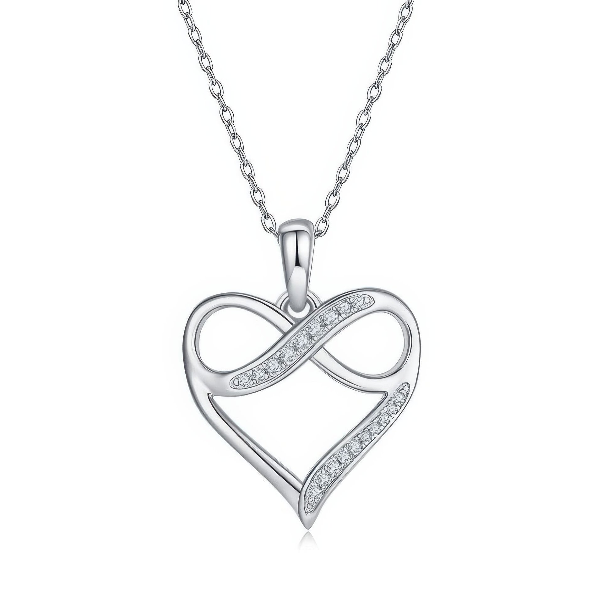 Infinity Heart Moissanite Pendant Necklace | Pavé 925 Sterling Silver | Collarbone Chain
