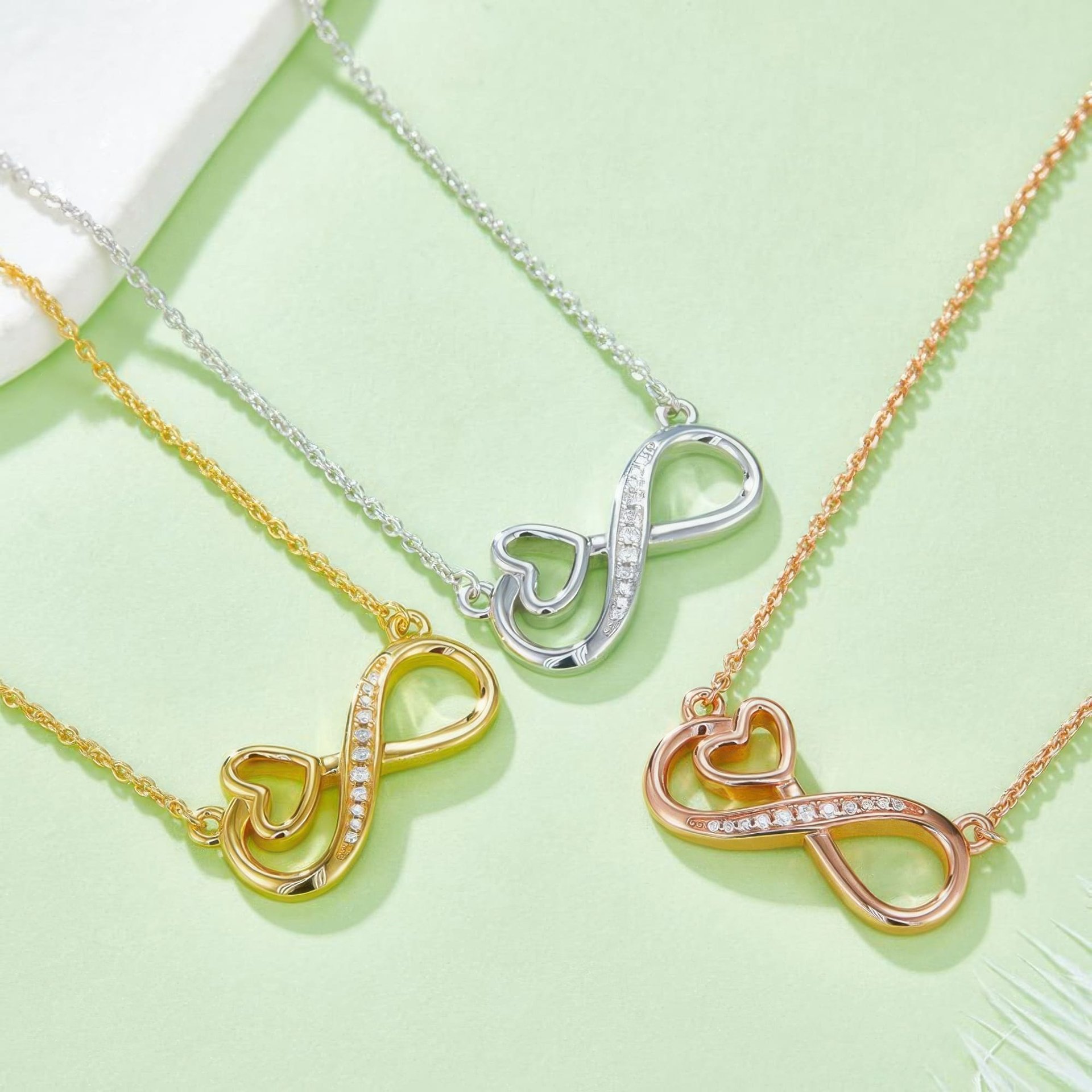 Infinity Heart Moissanite Necklace | Dainty Pavé 925 Sterling Silver | Collarbone Chain for Women - Image 2