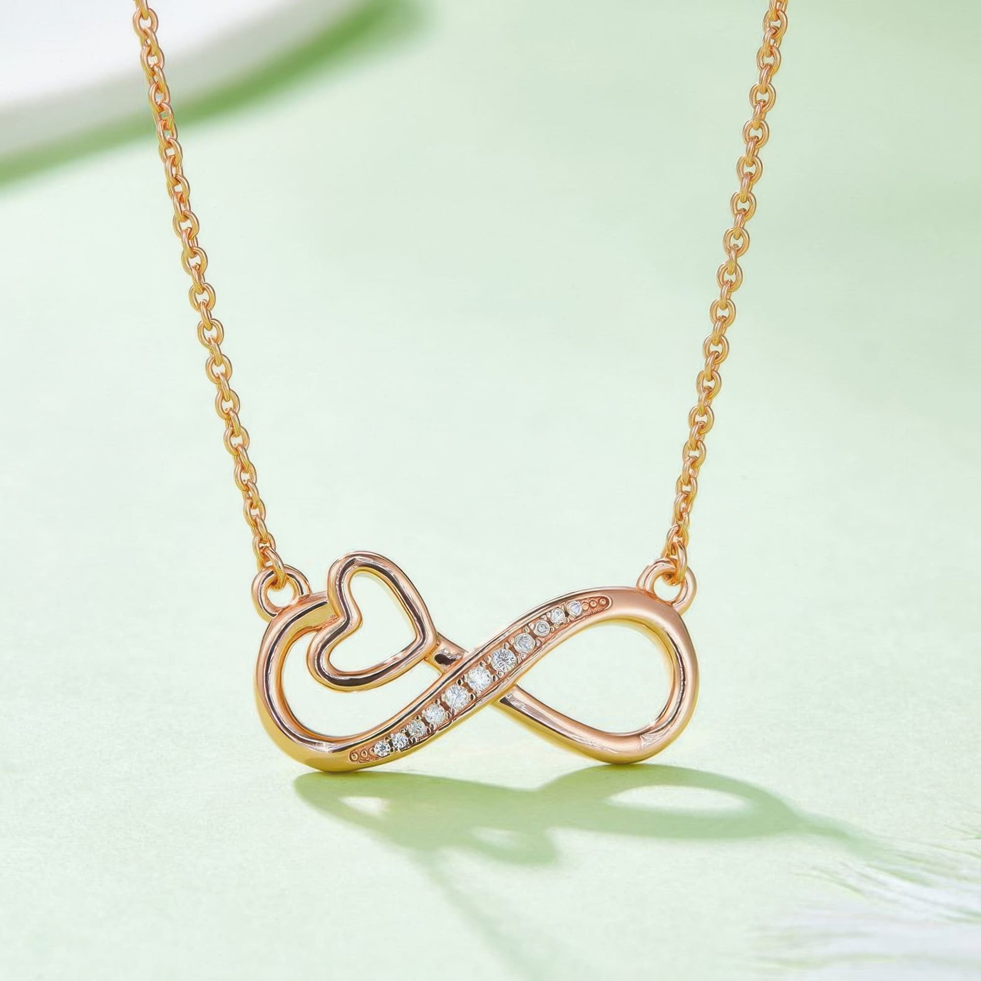 Infinity Heart Moissanite Necklace | Dainty Pavé 925 Sterling Silver | Collarbone Chain for Women - Image 4