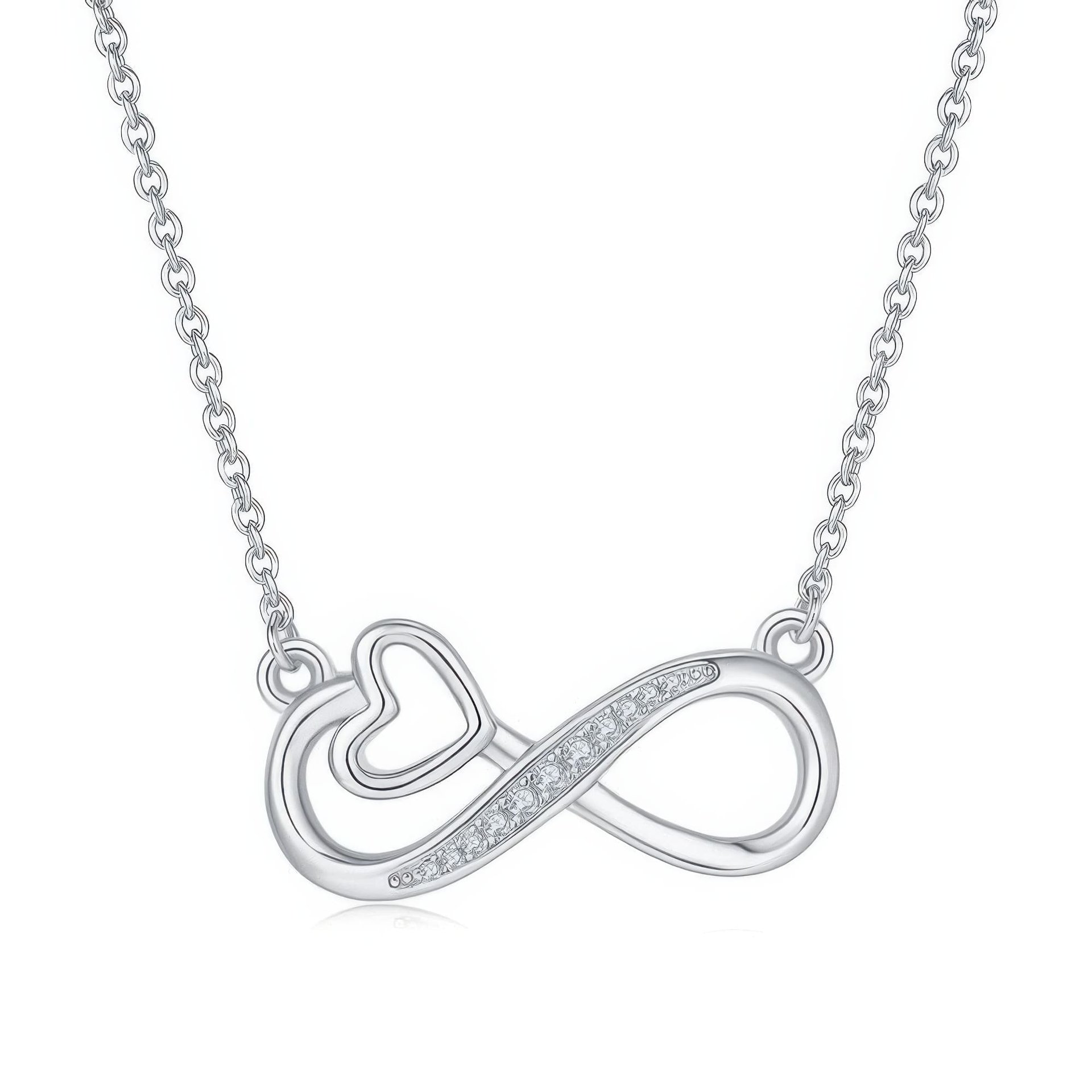 Infinity Heart Moissanite Necklace | Dainty Pavé 925 Sterling Silver | Collarbone Chain for Women