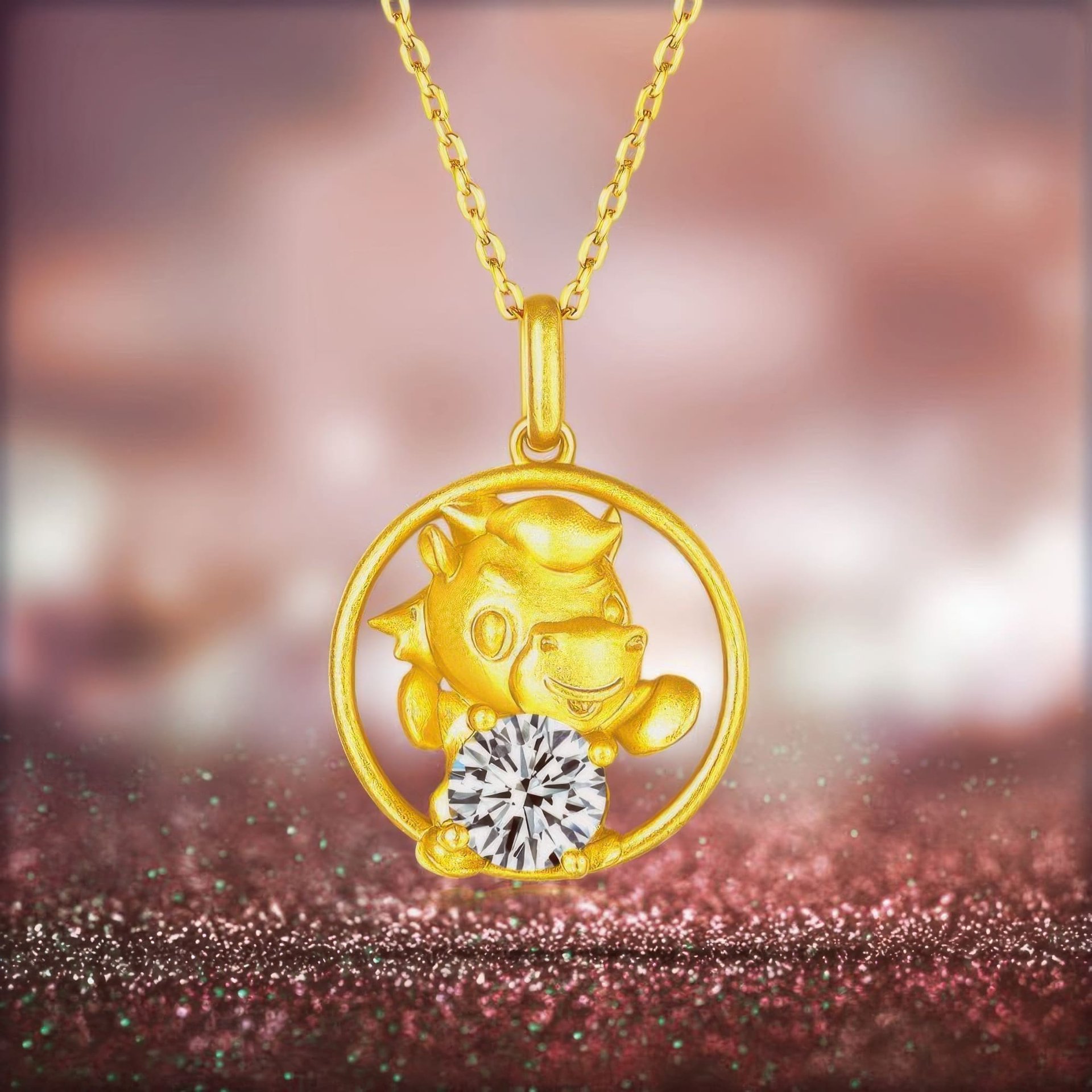 Chinese Zodiac Ox Moissanite Necklace | 22K Gold Plated 925 Silver Pendant - Image 5