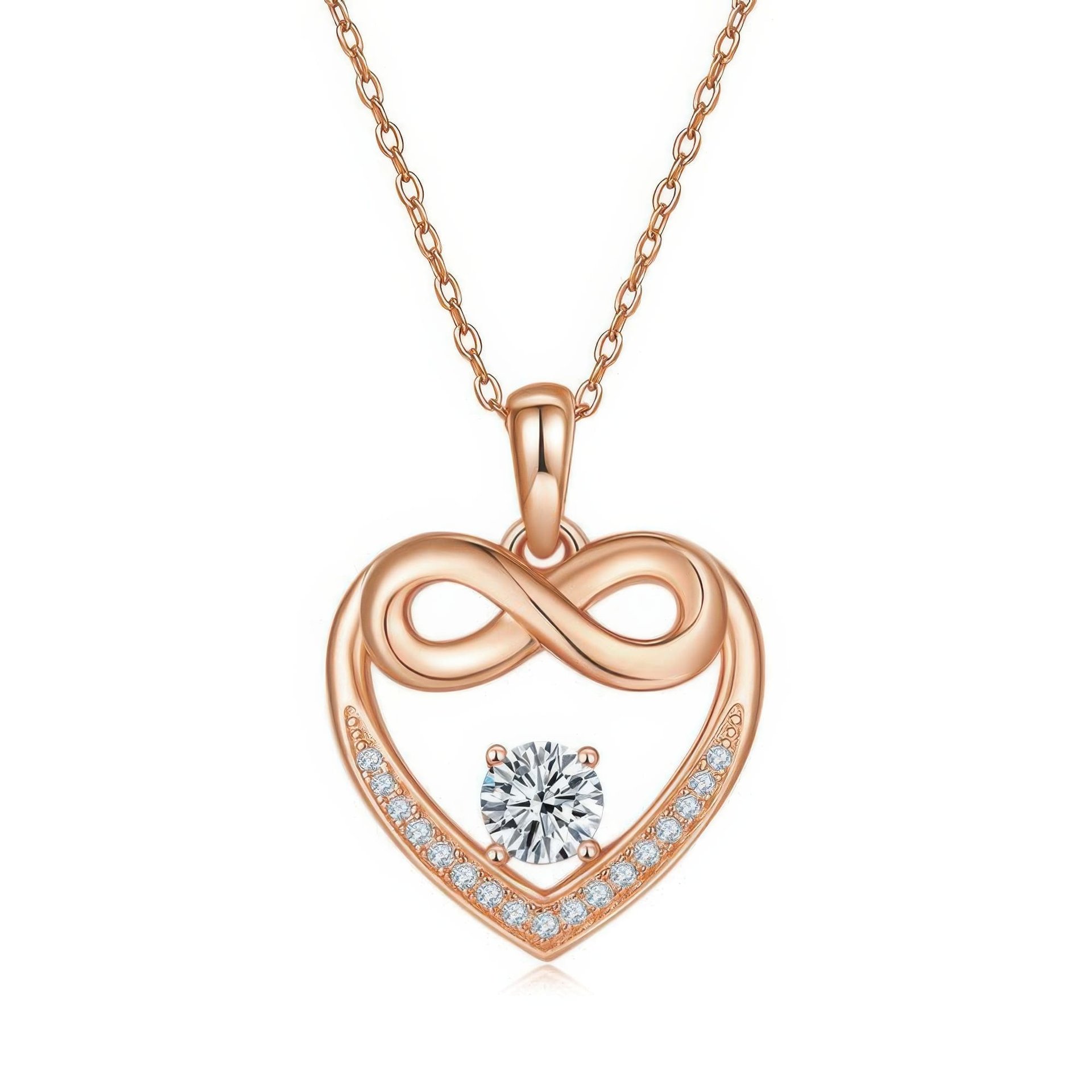 Infinity Heart Moissanite Pendant Necklace | Round Solitaire | 925 Silver - Image 5