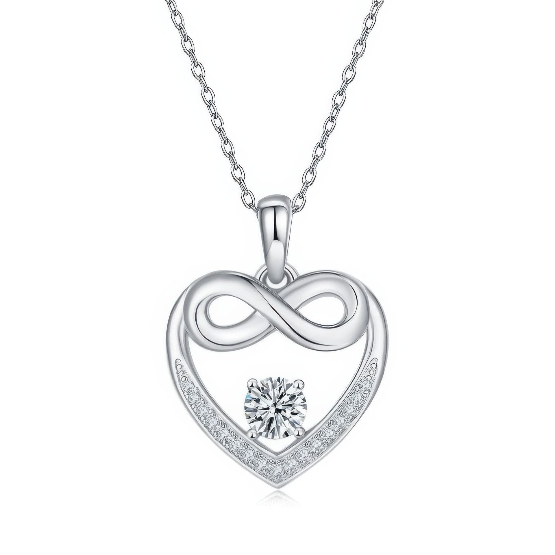 Infinity Heart Moissanite Pendant Necklace | Round Solitaire | 925 Silver