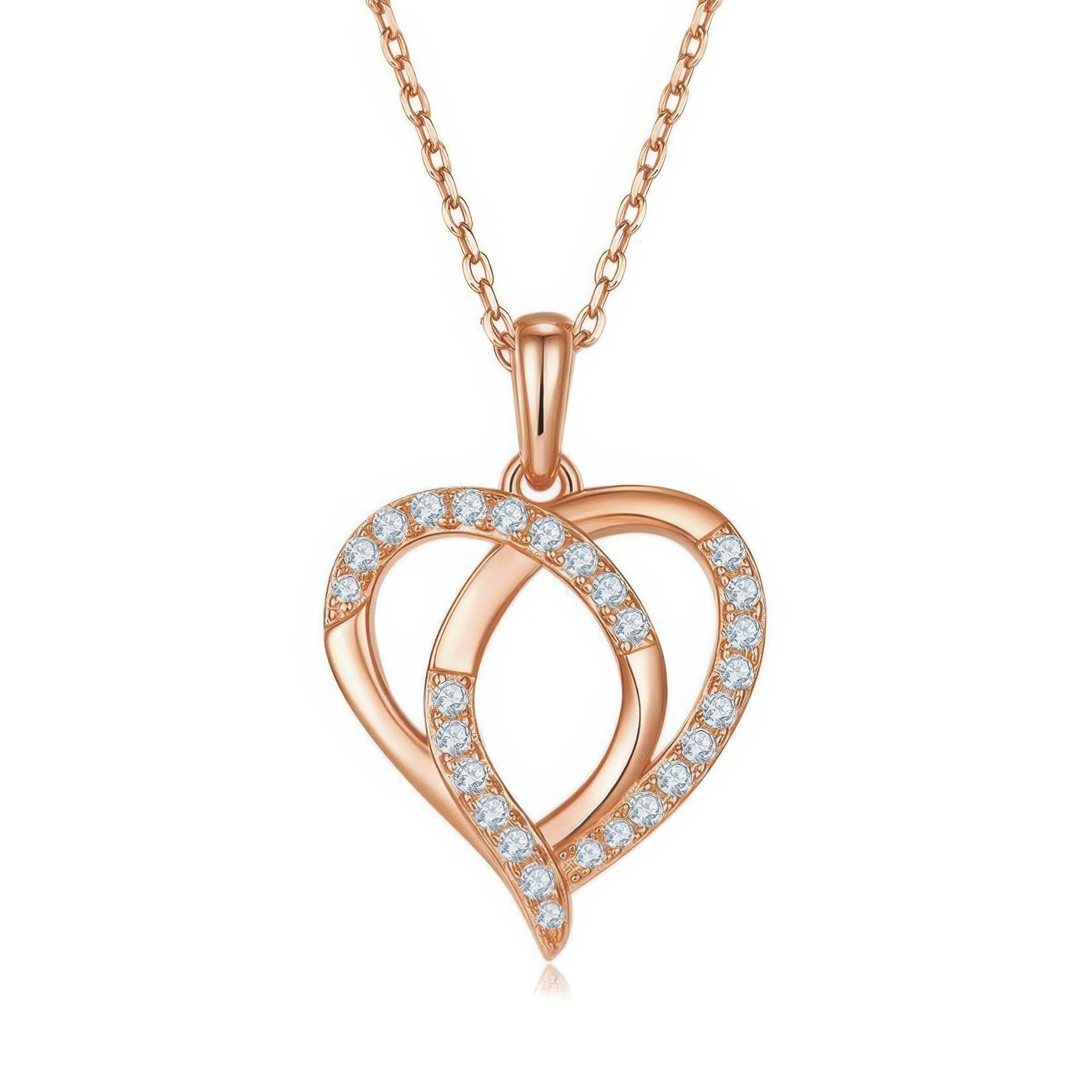 Heart Moissanite Pendant Necklace | Interlocking Pavé Loops 925 Silver | 3 Gold Tones - Image 7