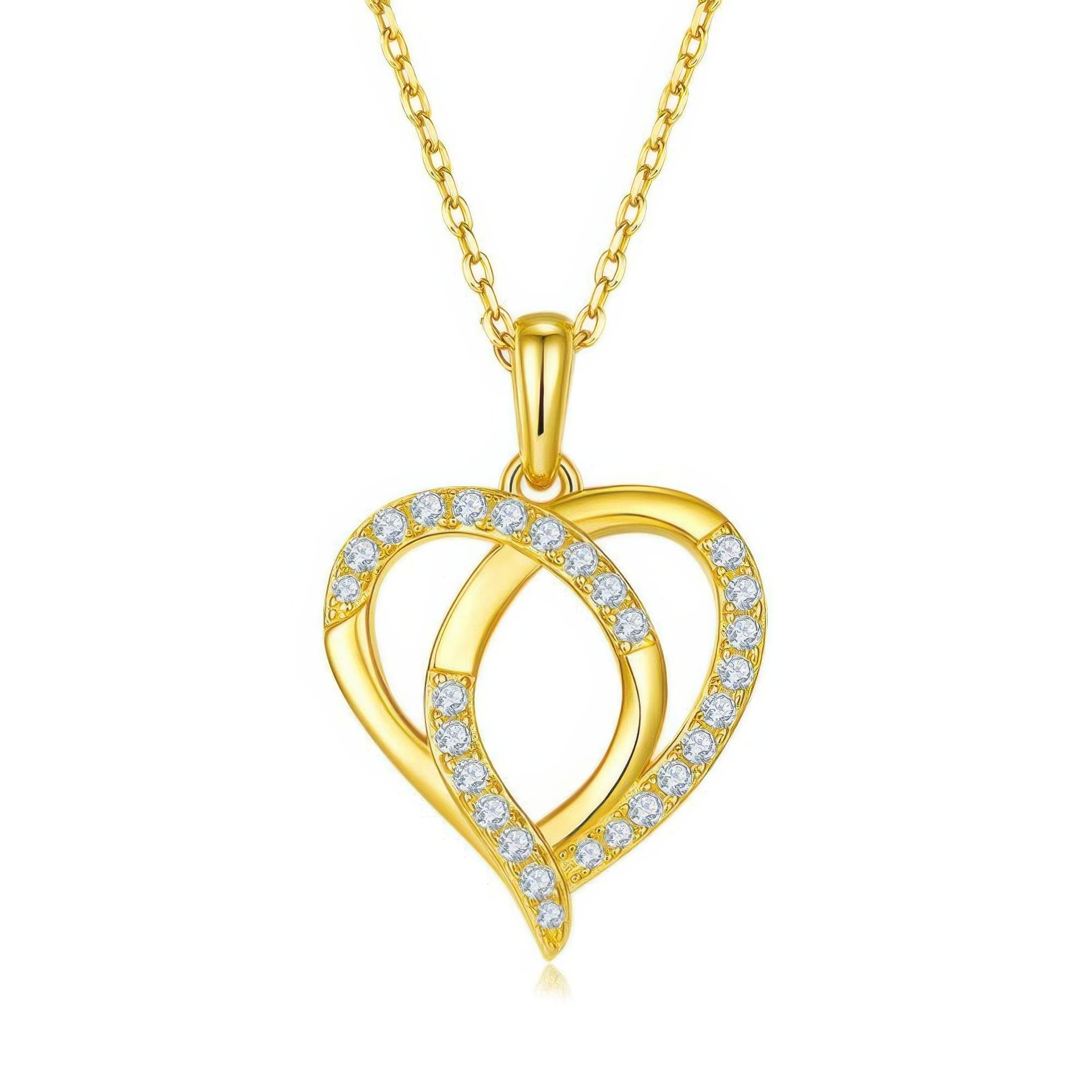 Heart Moissanite Pendant Necklace | Interlocking Pavé Loops 925 Silver | 3 Gold Tones - Image 5
