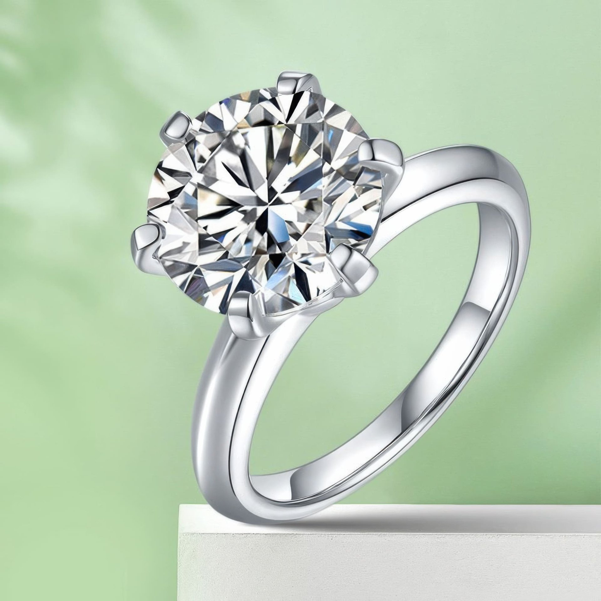 5 Carat Classic Round Moissanite Solitaire Ring | 6-Prong Setting | 925 Sterling Silver - Image 5
