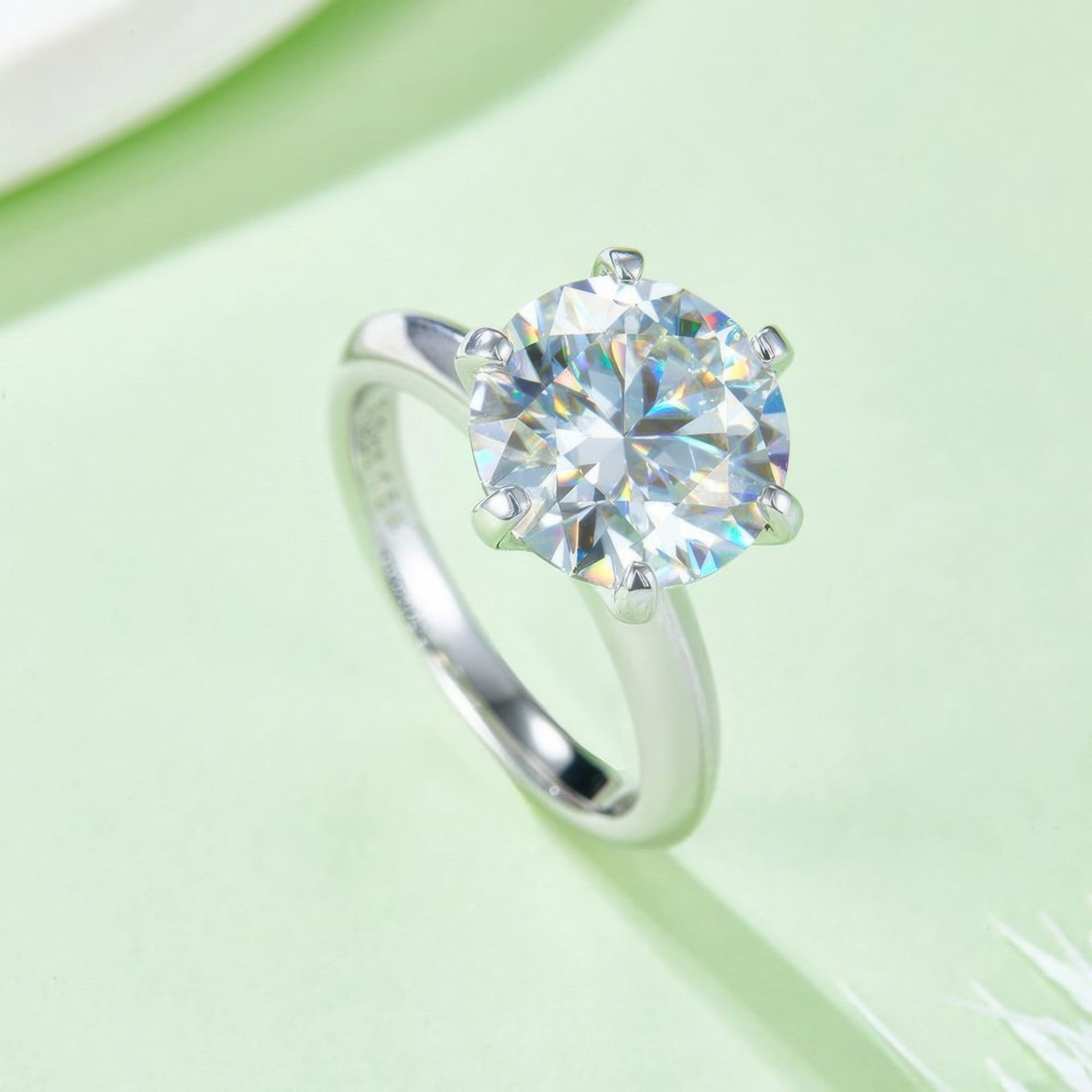 5 Carat Classic Round Moissanite Solitaire Ring | 6-Prong Setting | 925 Sterling Silver - Image 2