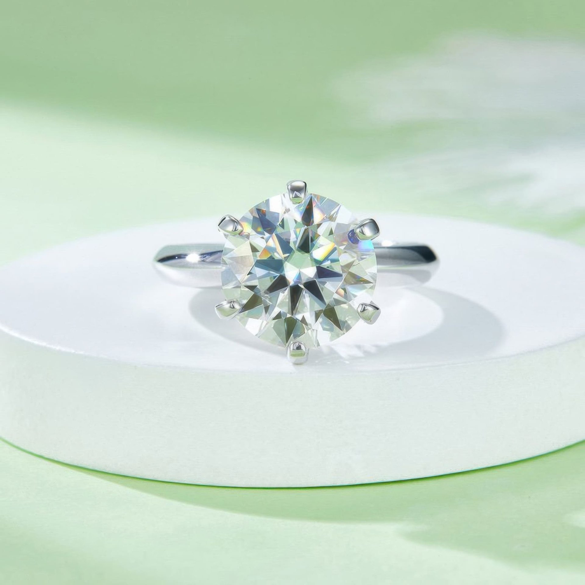5 Carat Classic Round Moissanite Solitaire Ring | 6-Prong Setting | 925 Sterling Silver - Image 4