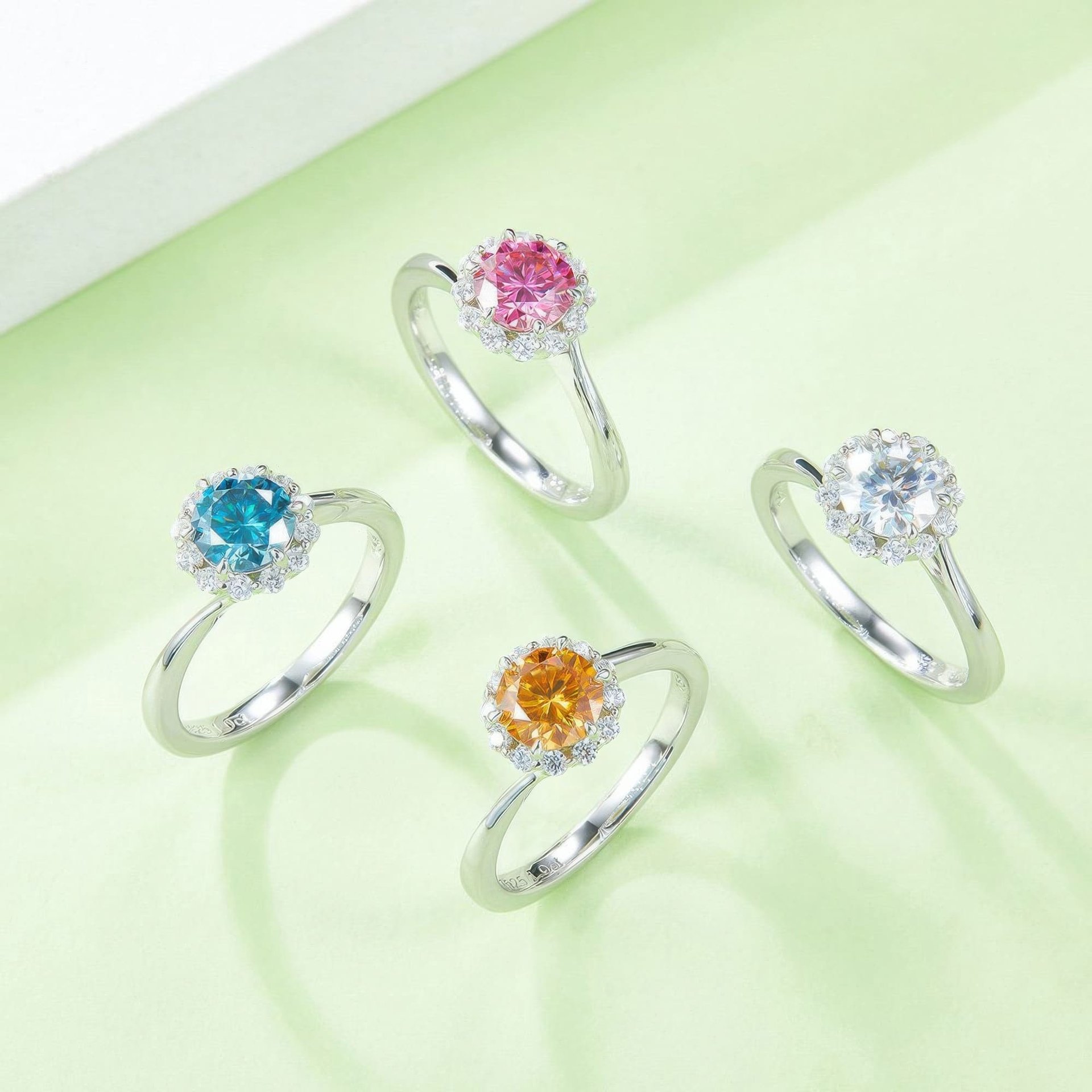 1ct Moissanite Halo Ring | Round Brilliant Cluster | 925 Sterling Silver - Image 5
