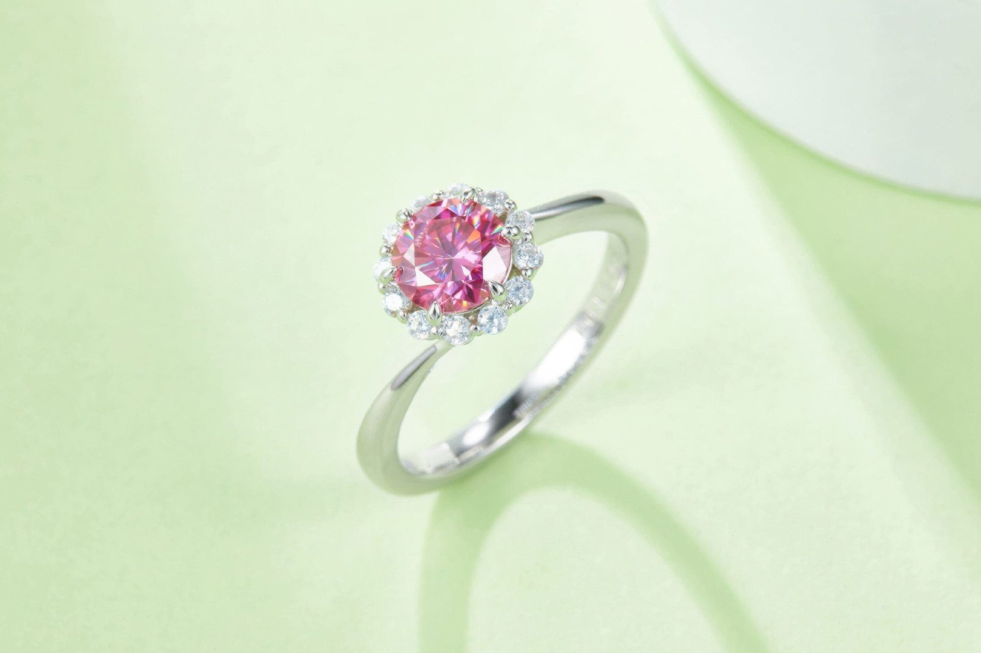 1ct Moissanite Halo Ring | Round Brilliant Cluster | 925 Sterling Silver - Image 2