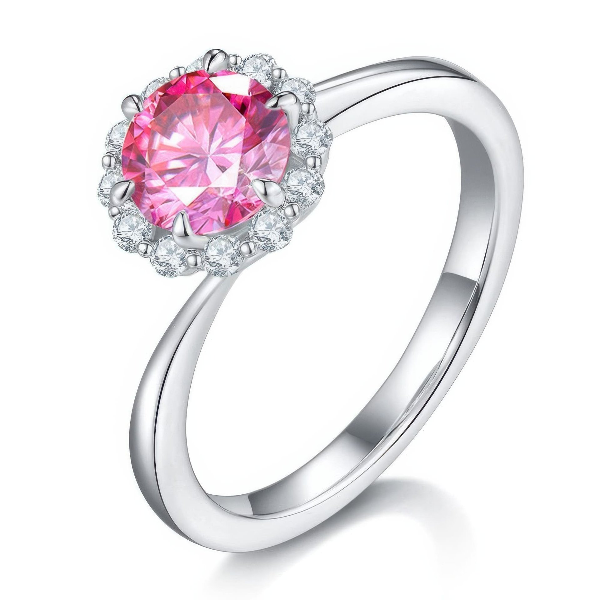 1ct Moissanite Halo Ring | Round Brilliant Cluster | 925 Sterling Silver - Image 7