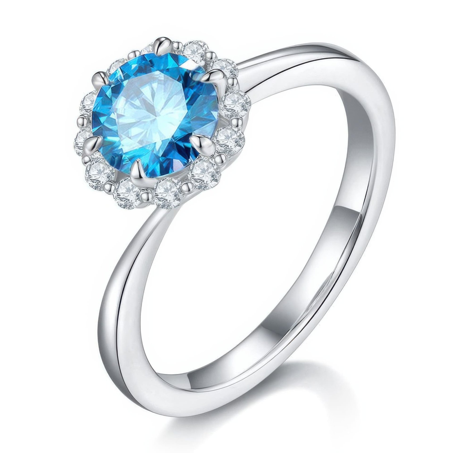 1ct Moissanite Halo Ring | Round Brilliant Cluster | 925 Sterling Silver - Image 8