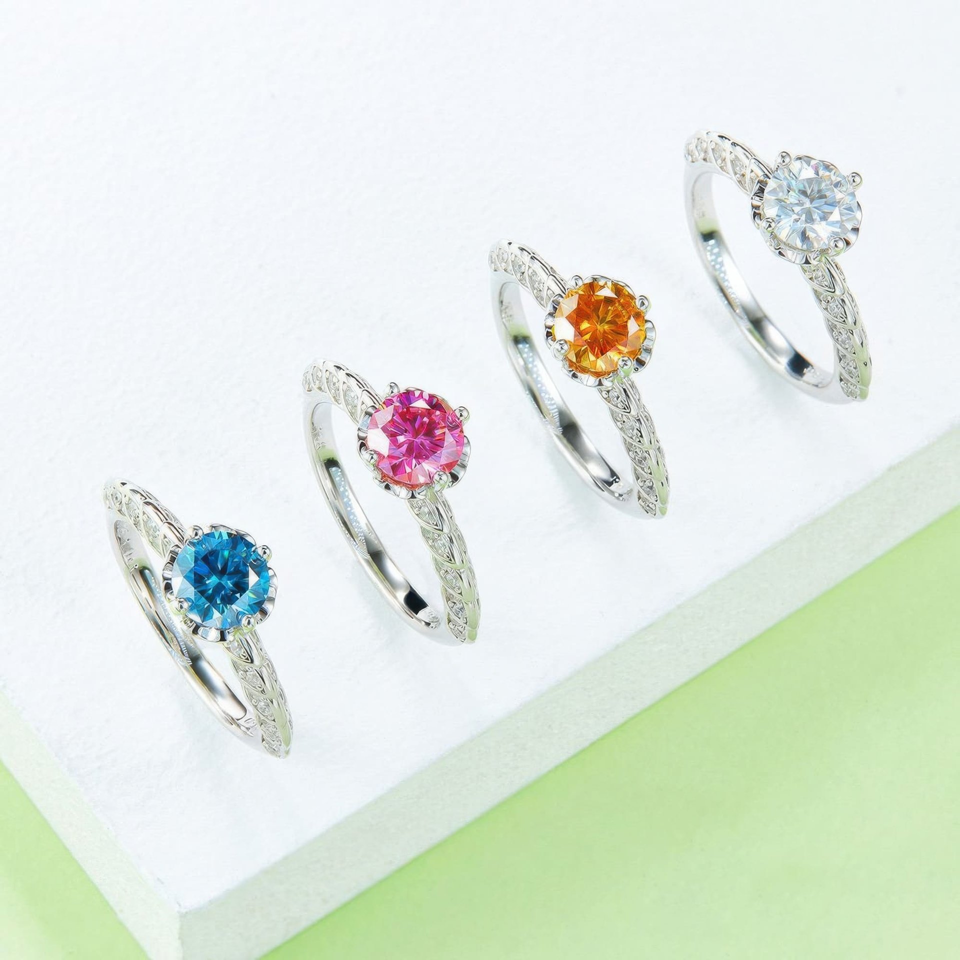 1ct Moissanite Crown Solitaire Ring | Twisted Pavé Band | 925 Sterling Silver - Image 6