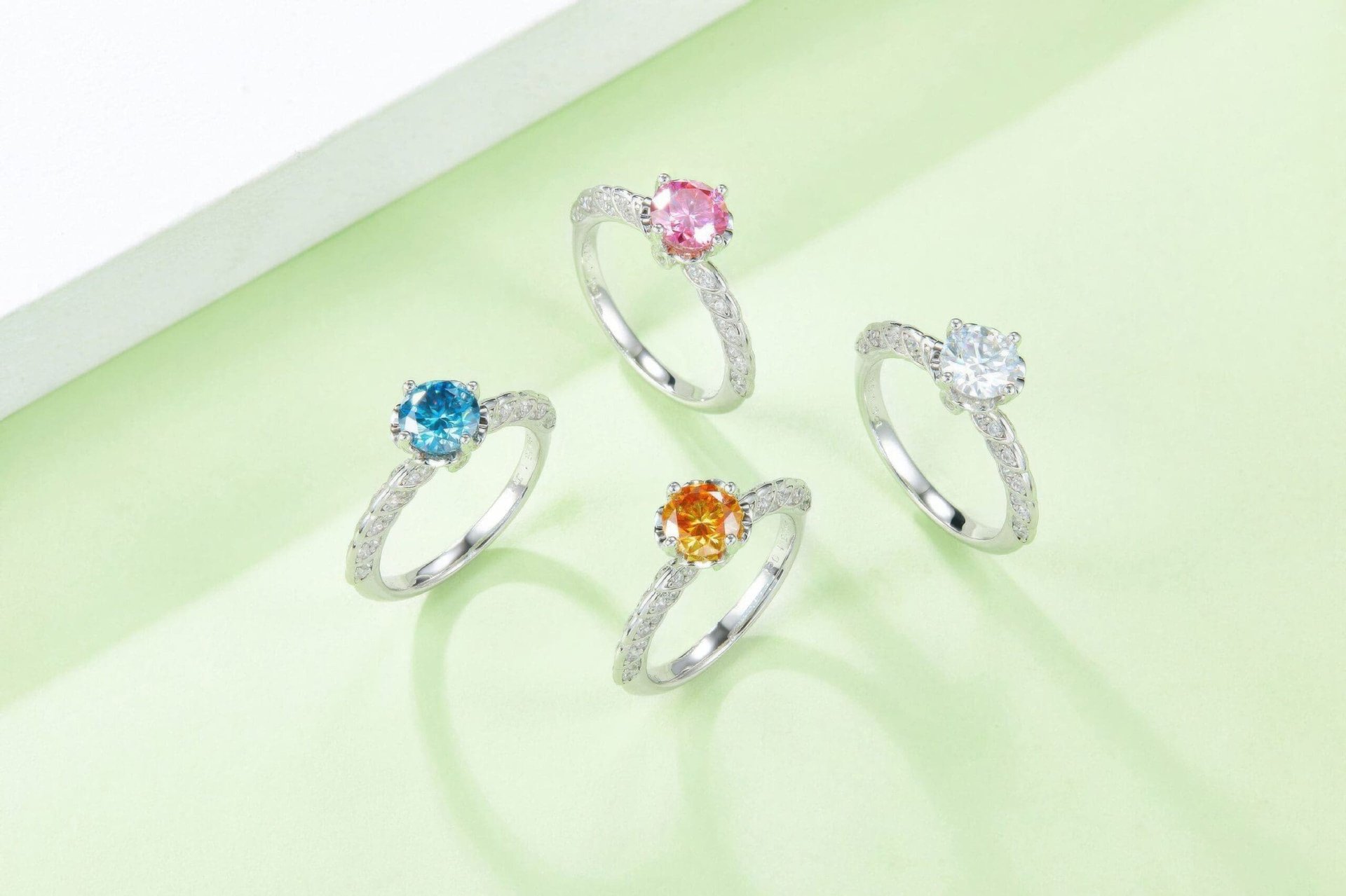1ct Moissanite Crown Solitaire Ring | Twisted Pavé Band | 925 Sterling Silver - Image 7