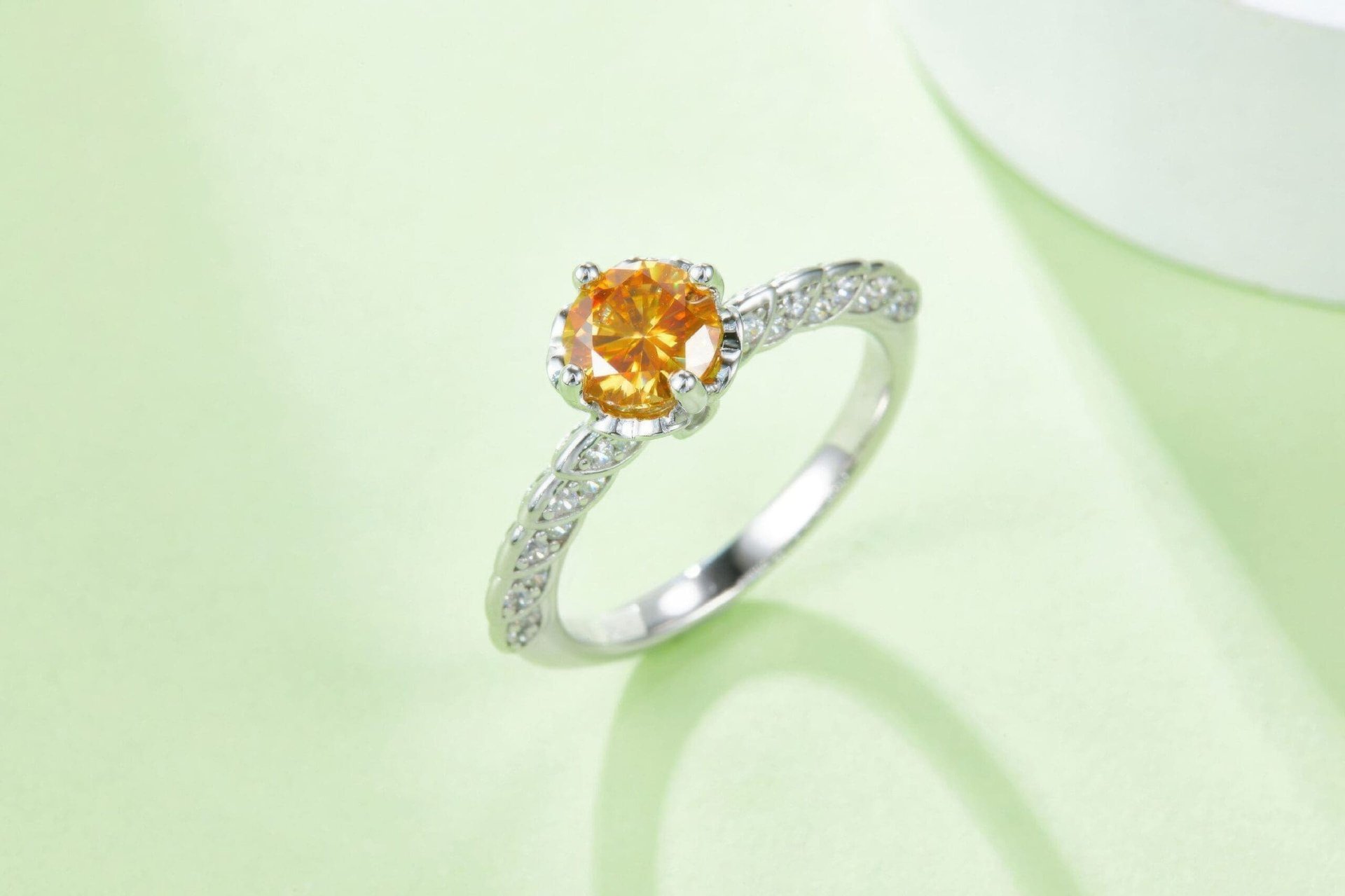 1ct Moissanite Crown Solitaire Ring | Twisted Pavé Band | 925 Sterling Silver - Image 5