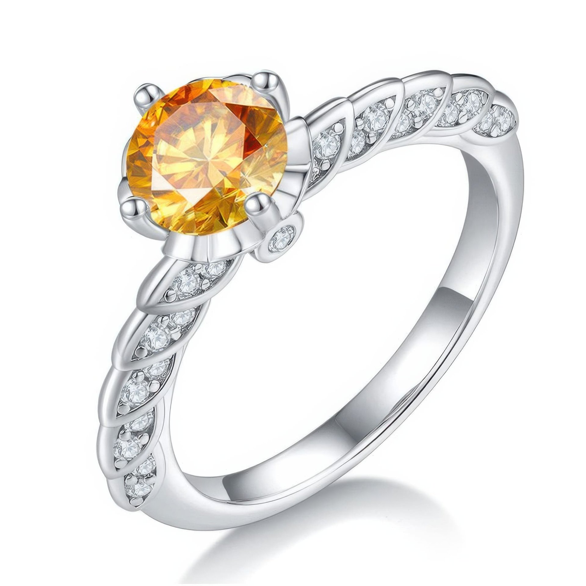 1ct Moissanite Crown Solitaire Ring | Twisted Pavé Band | 925 Sterling Silver - Image 8