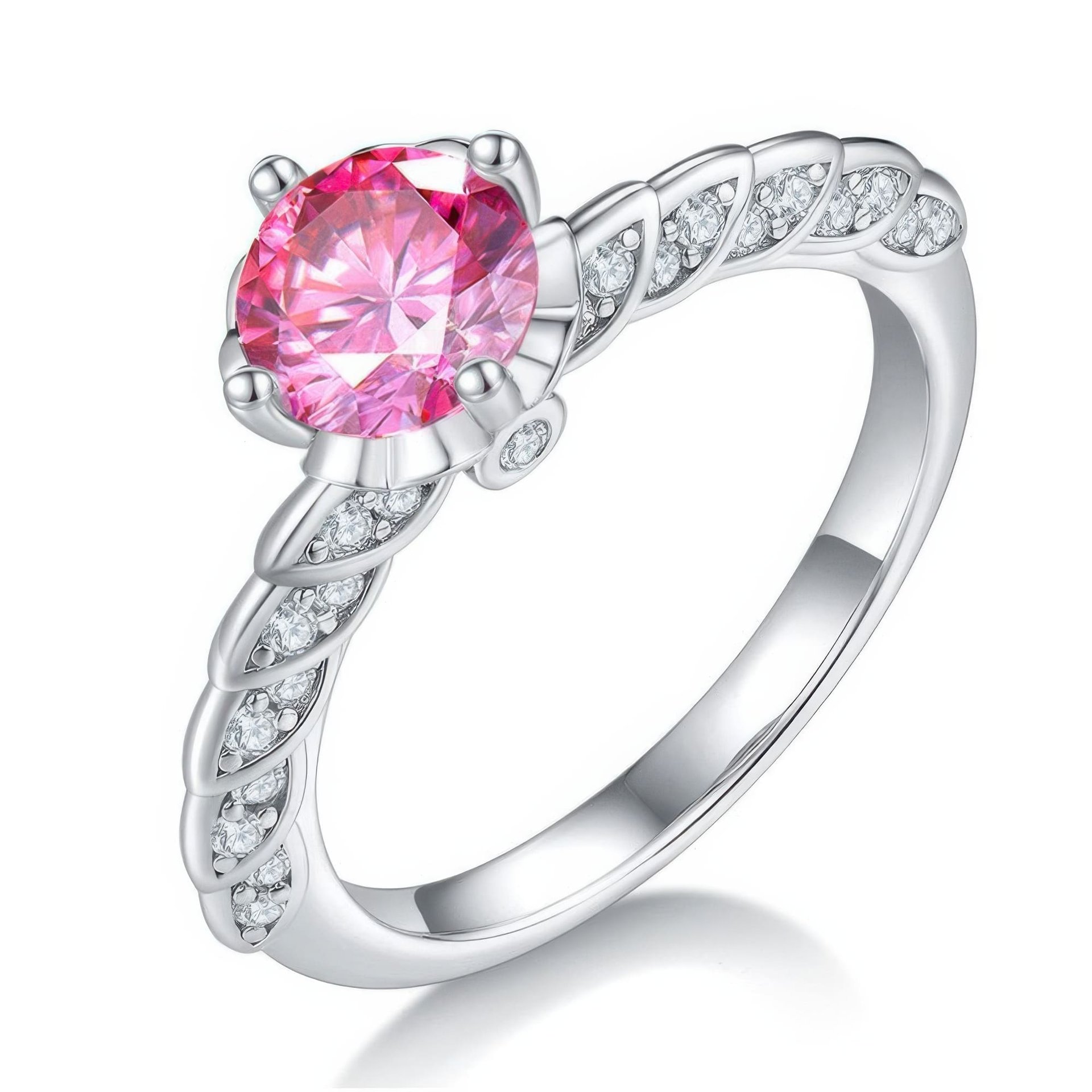 1ct Moissanite Crown Solitaire Ring | Twisted Pavé Band | 925 Sterling Silver - Image 9