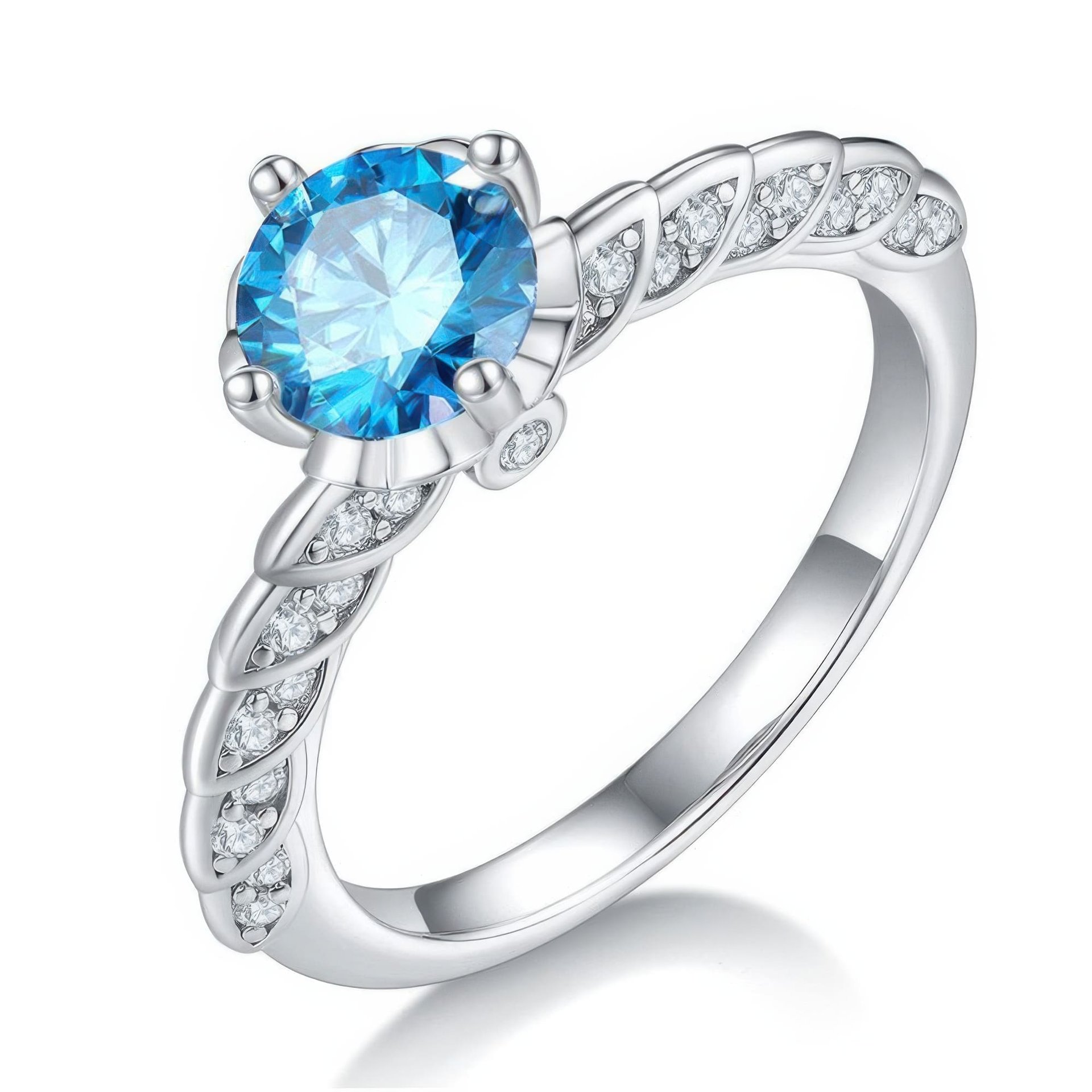 1ct Moissanite Crown Solitaire Ring | Twisted Pavé Band | 925 Sterling Silver - Image 10