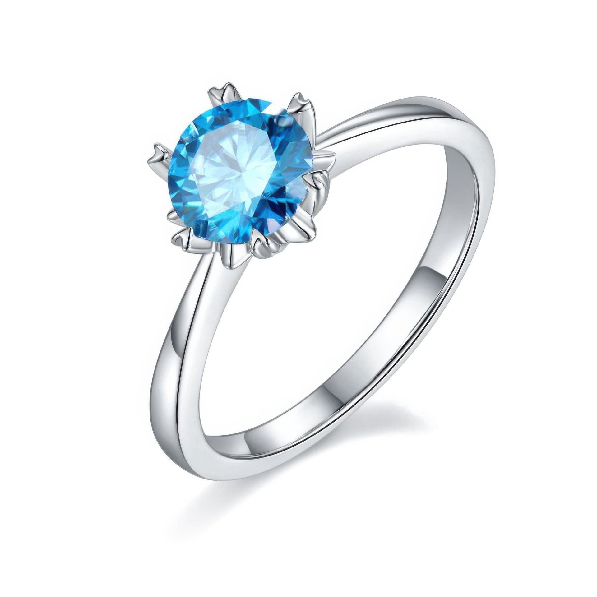 Snowflake Moissanite Solitaire Ring | 1ct Round Brilliant | 18K White Gold Plated 925 Silver - Image 11