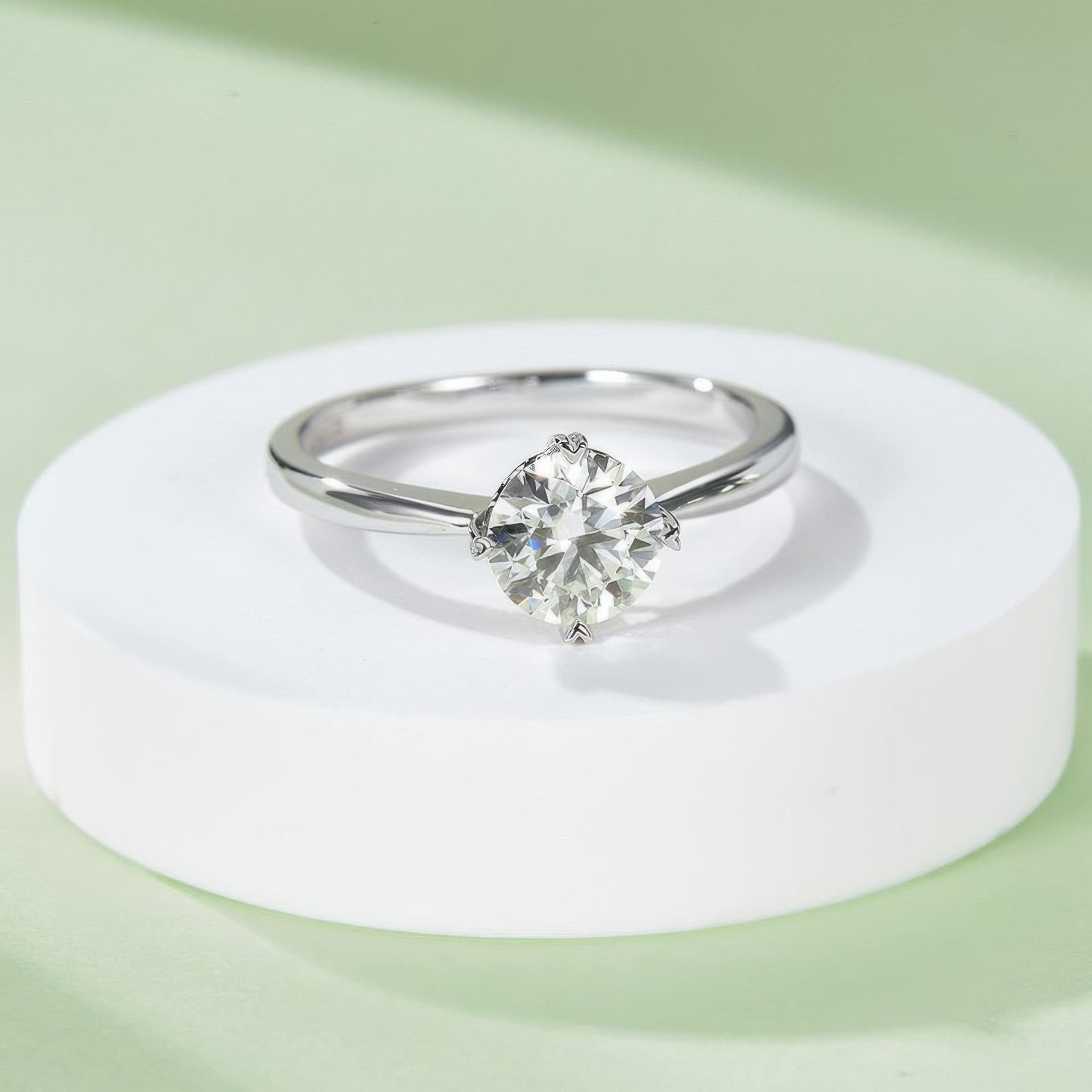 Heart-Prong Round Moissanite Solitaire Ring | 1ct DEW | 925 Sterling Silver Promise Ring - Image 6