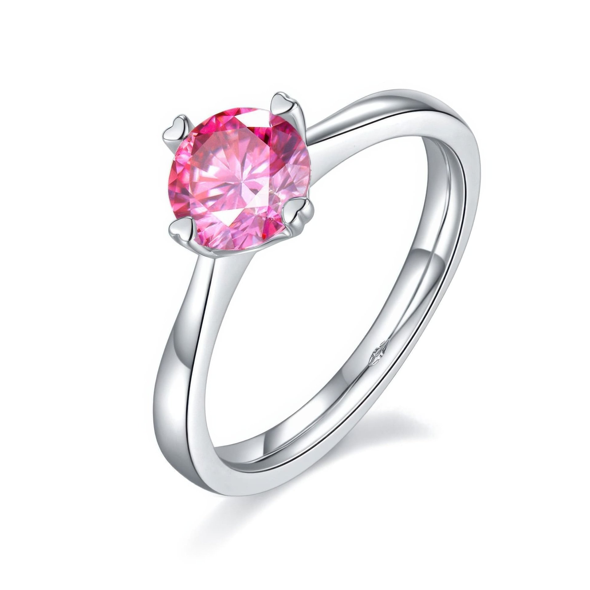 1 Carat Round Moissanite Solitaire Promise Ring | Heart-Prong 925 Sterling Silver - Image 5