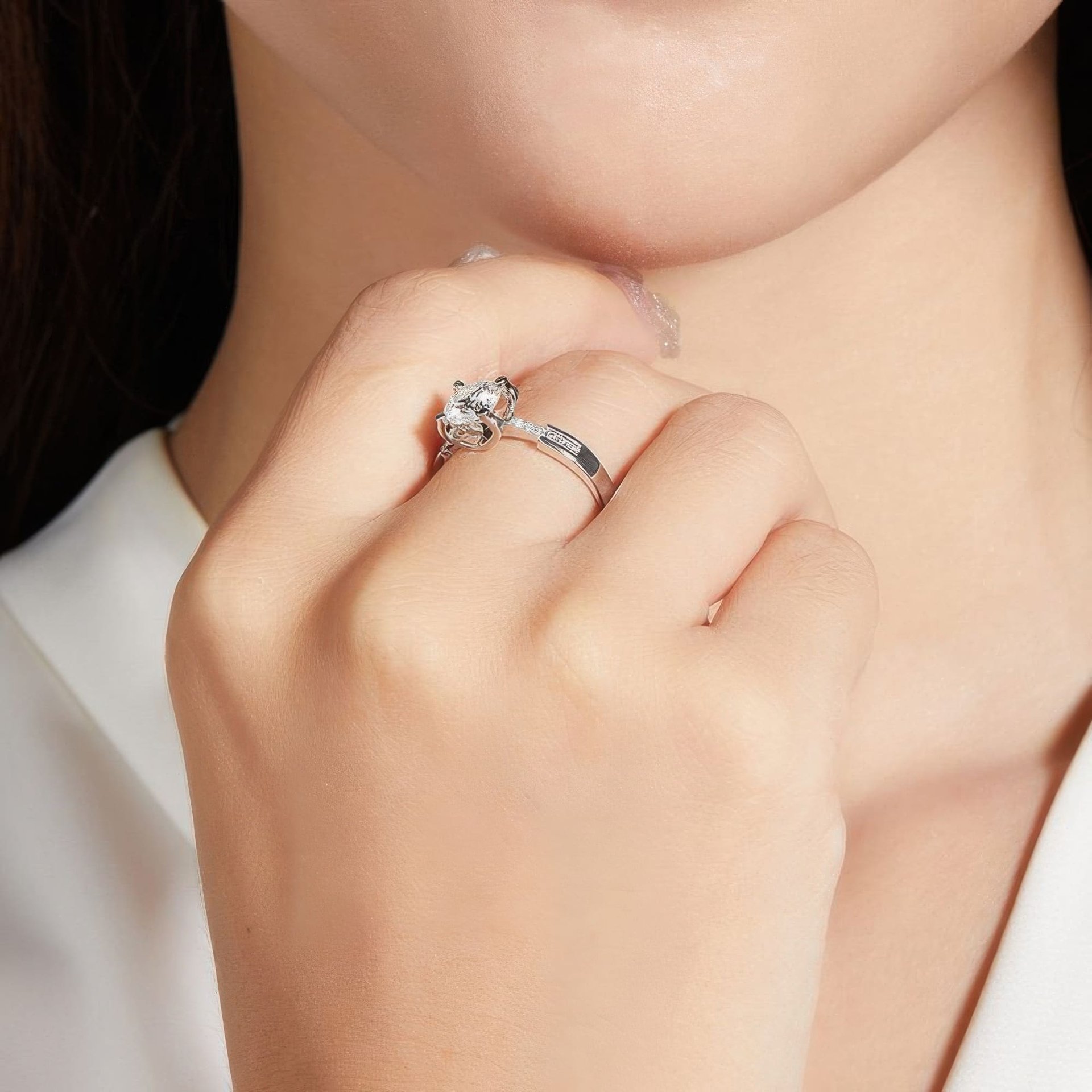 Round Moissanite Solitaire Ring | Pavé Filigree Band | 1ct DEW 925 Sterling Silver - Image 3