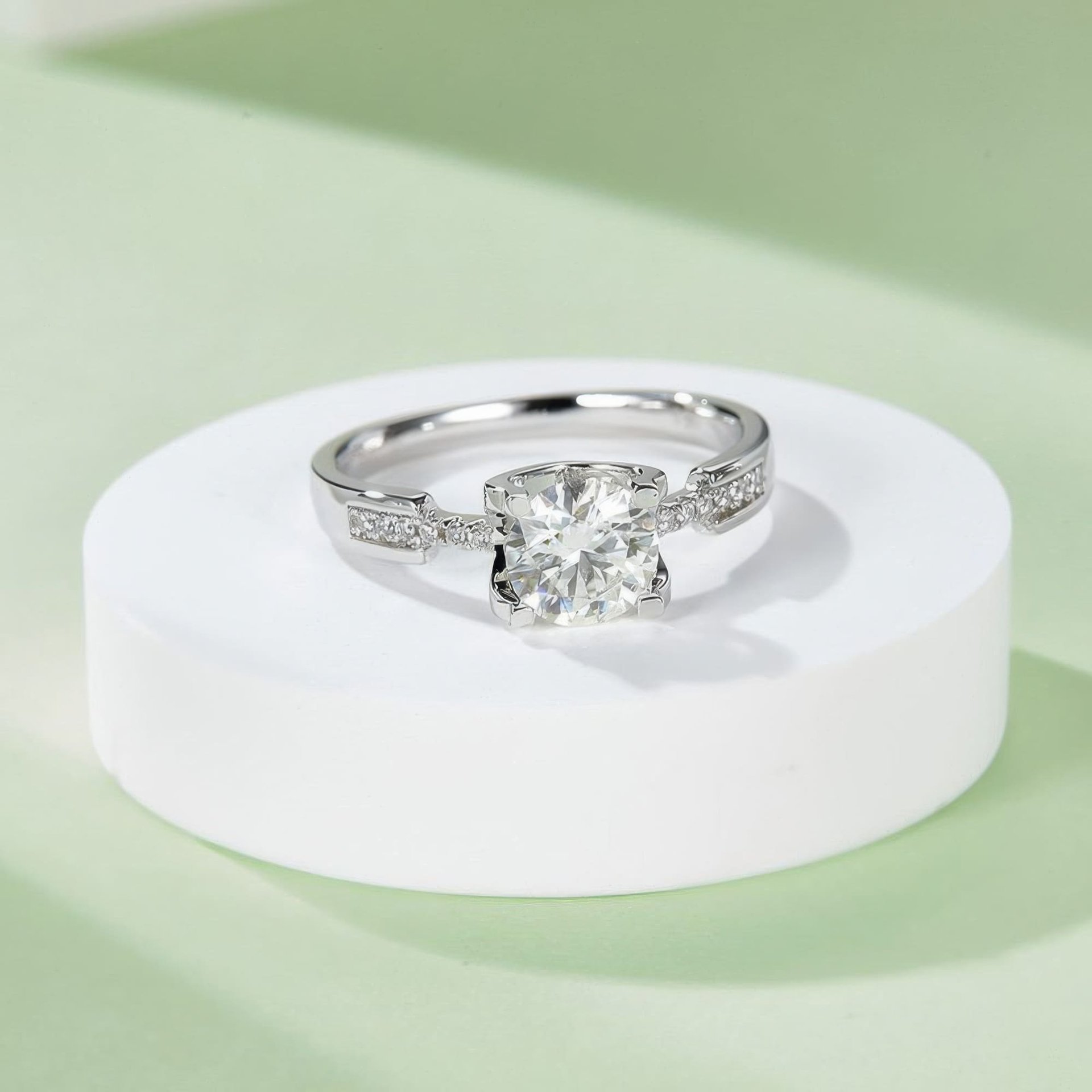 Round Moissanite Solitaire Ring | Pavé Filigree Band | 1ct DEW 925 Sterling Silver - Image 4
