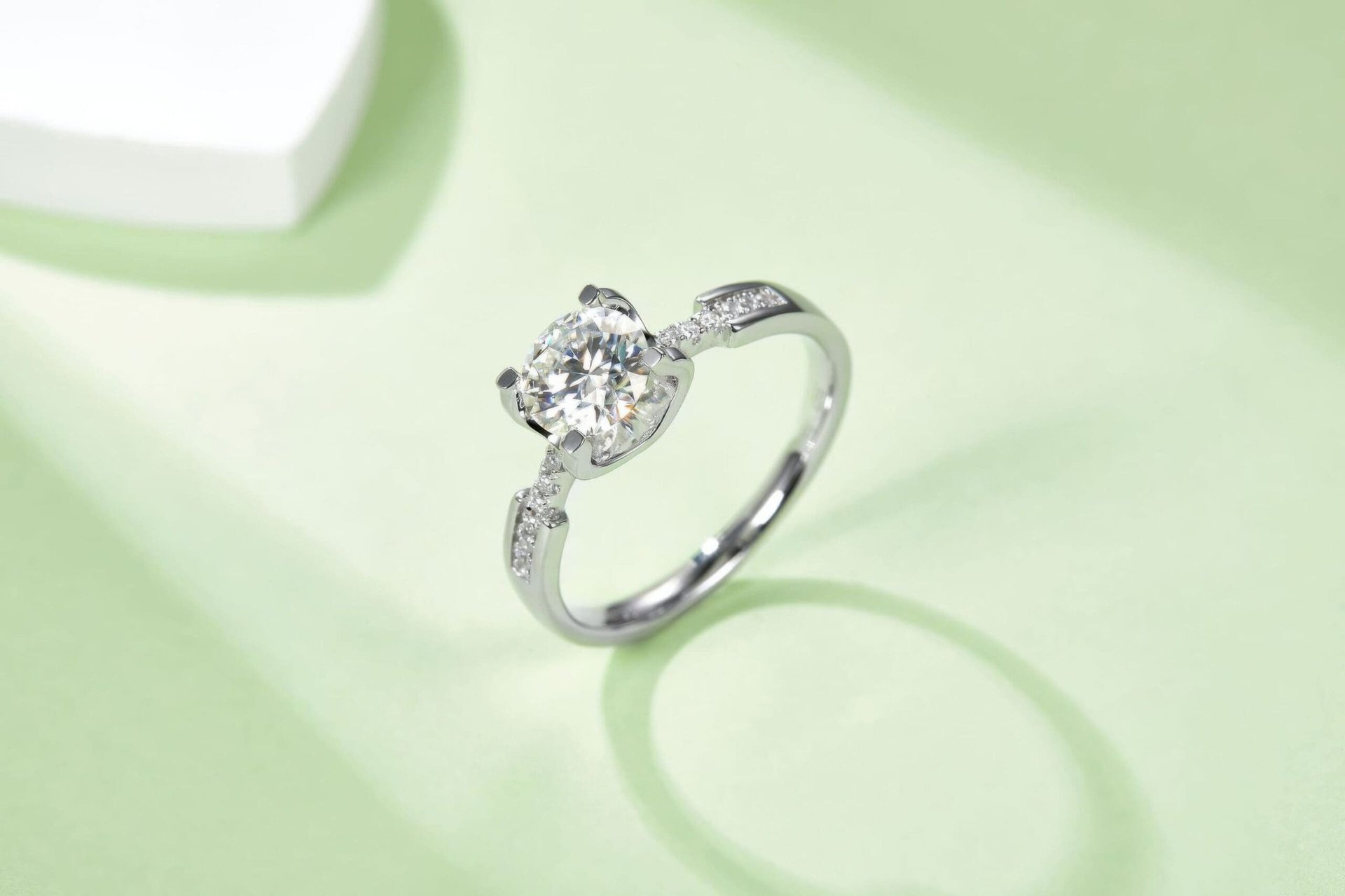 Round Moissanite Solitaire Ring | Pavé Filigree Band | 1ct DEW 925 Sterling Silver - Image 6