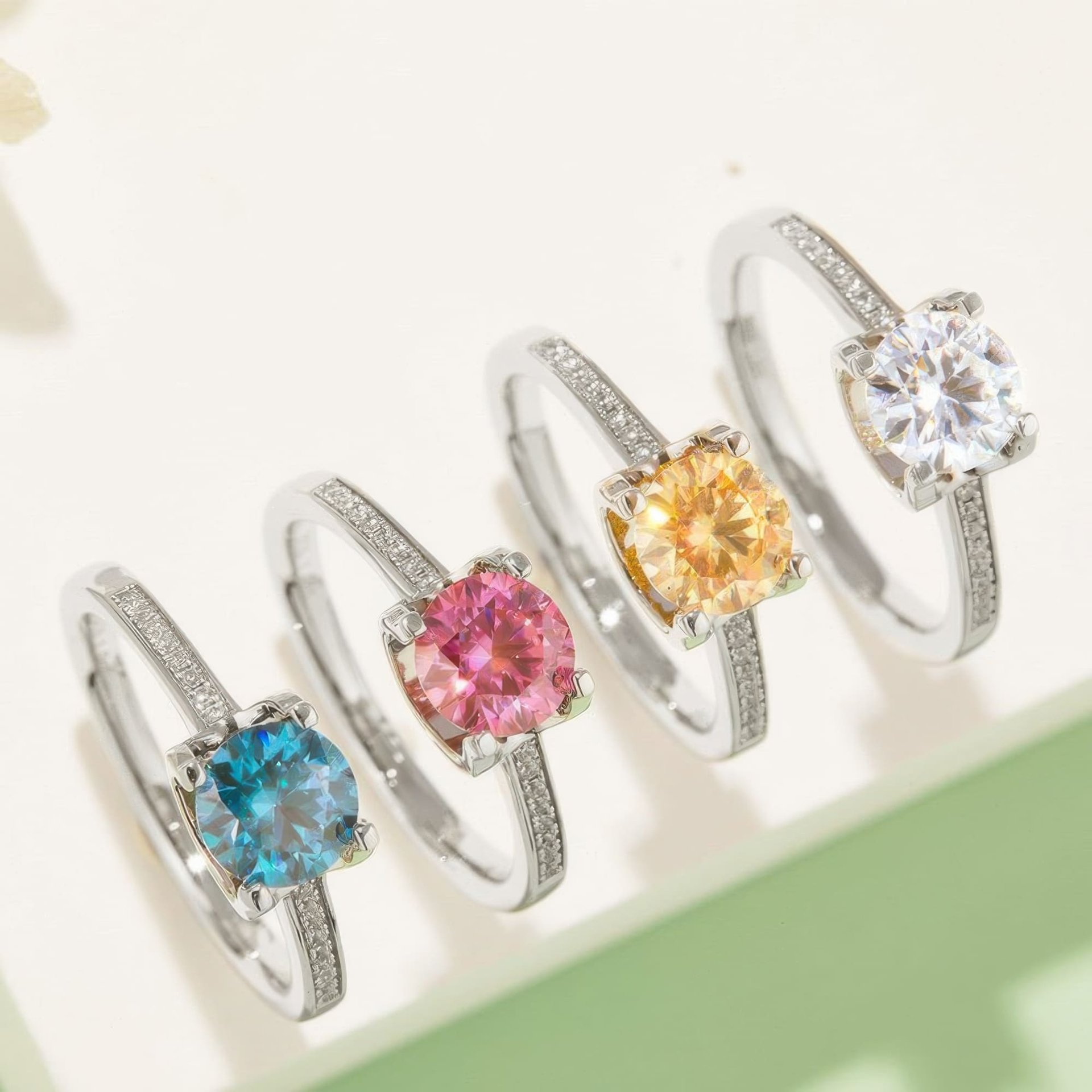 Round Moissanite Solitaire Ring | Pavé Shoulders | 1ct DEW 925 Sterling Silver - Image 7