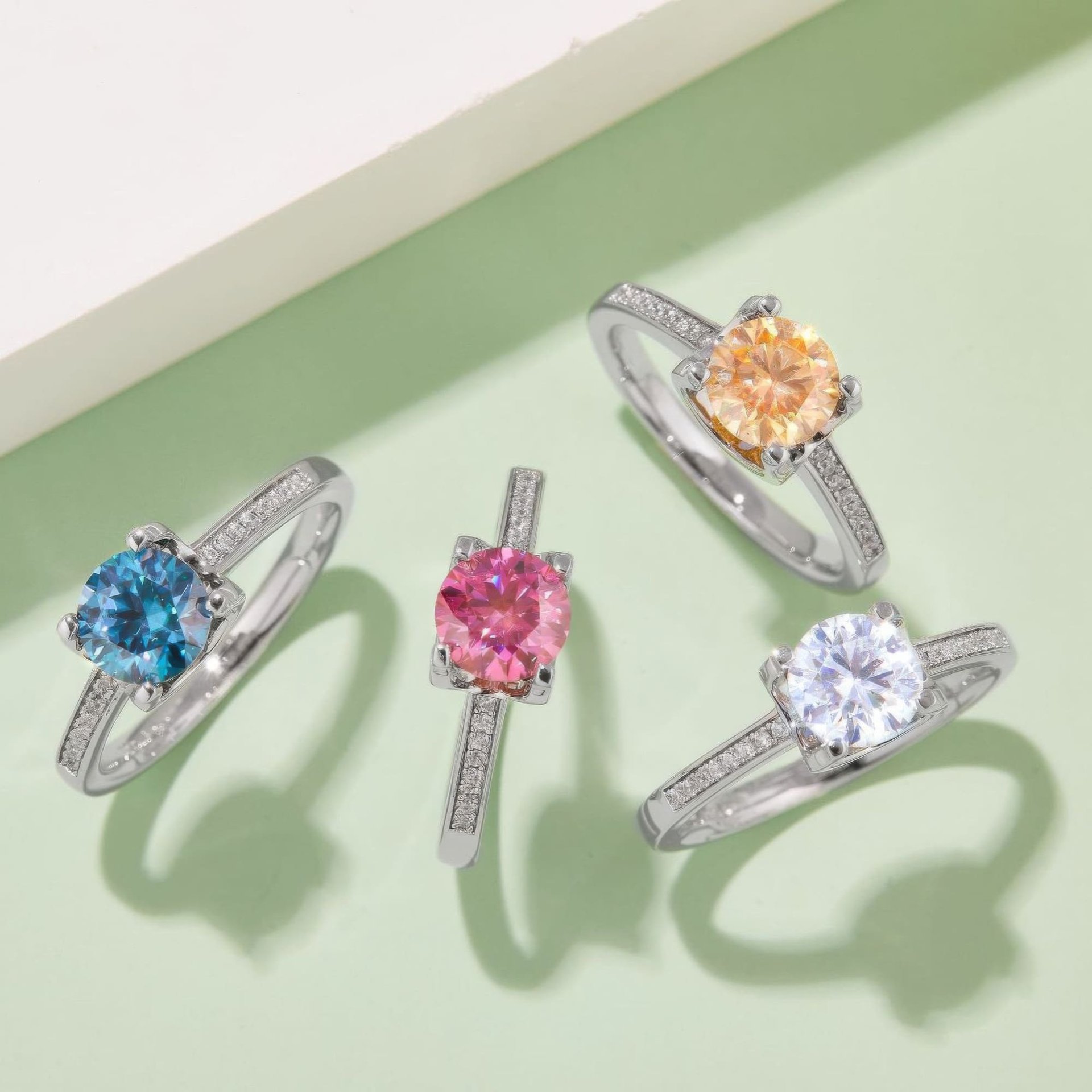 Round Moissanite Solitaire Ring | Pavé Shoulders | 1ct DEW 925 Sterling Silver - Image 8