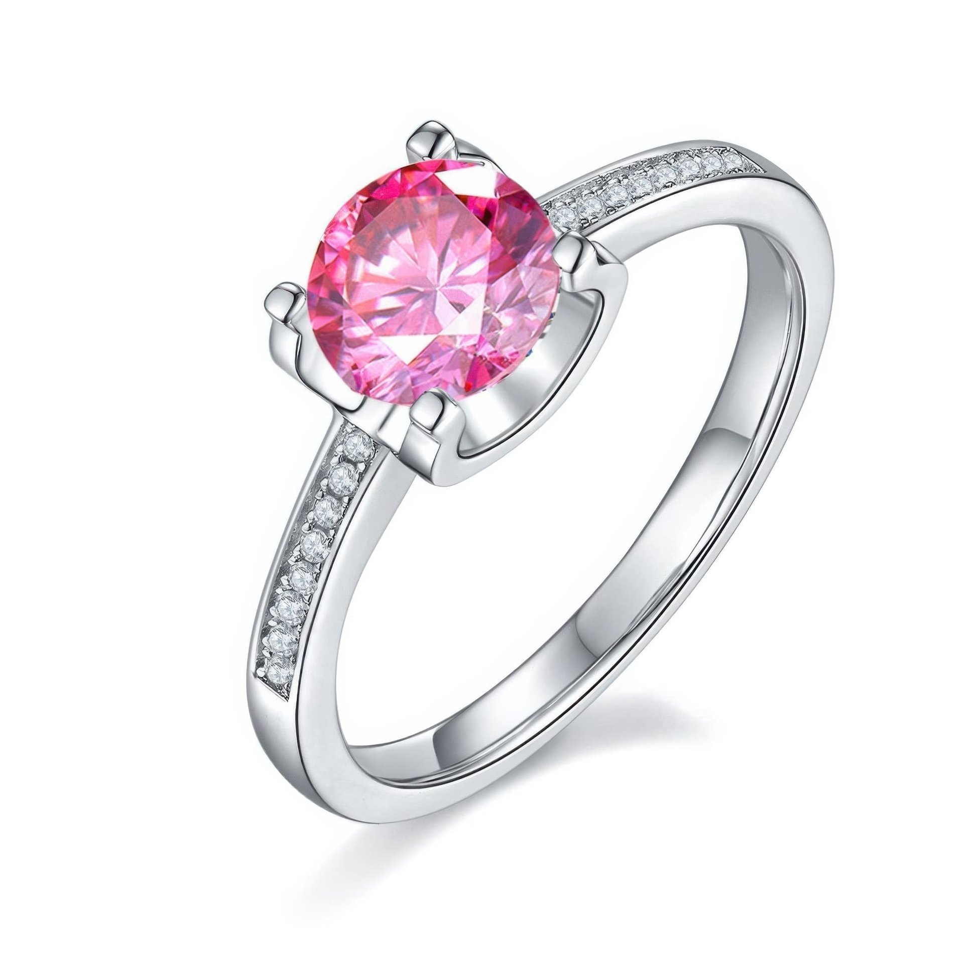 Round Moissanite Solitaire Ring | Pavé Shoulders | 1ct DEW 925 Sterling Silver - Image 9