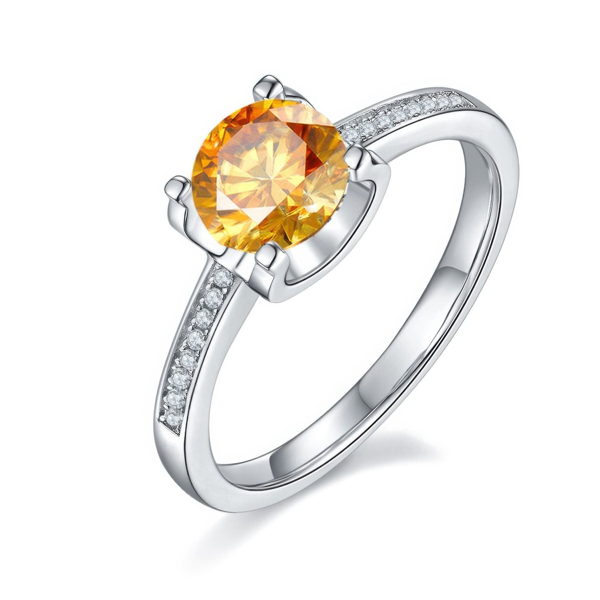 Round Moissanite Solitaire Ring | Pavé Shoulders | 1ct DEW 925 Sterling Silver - Image 10