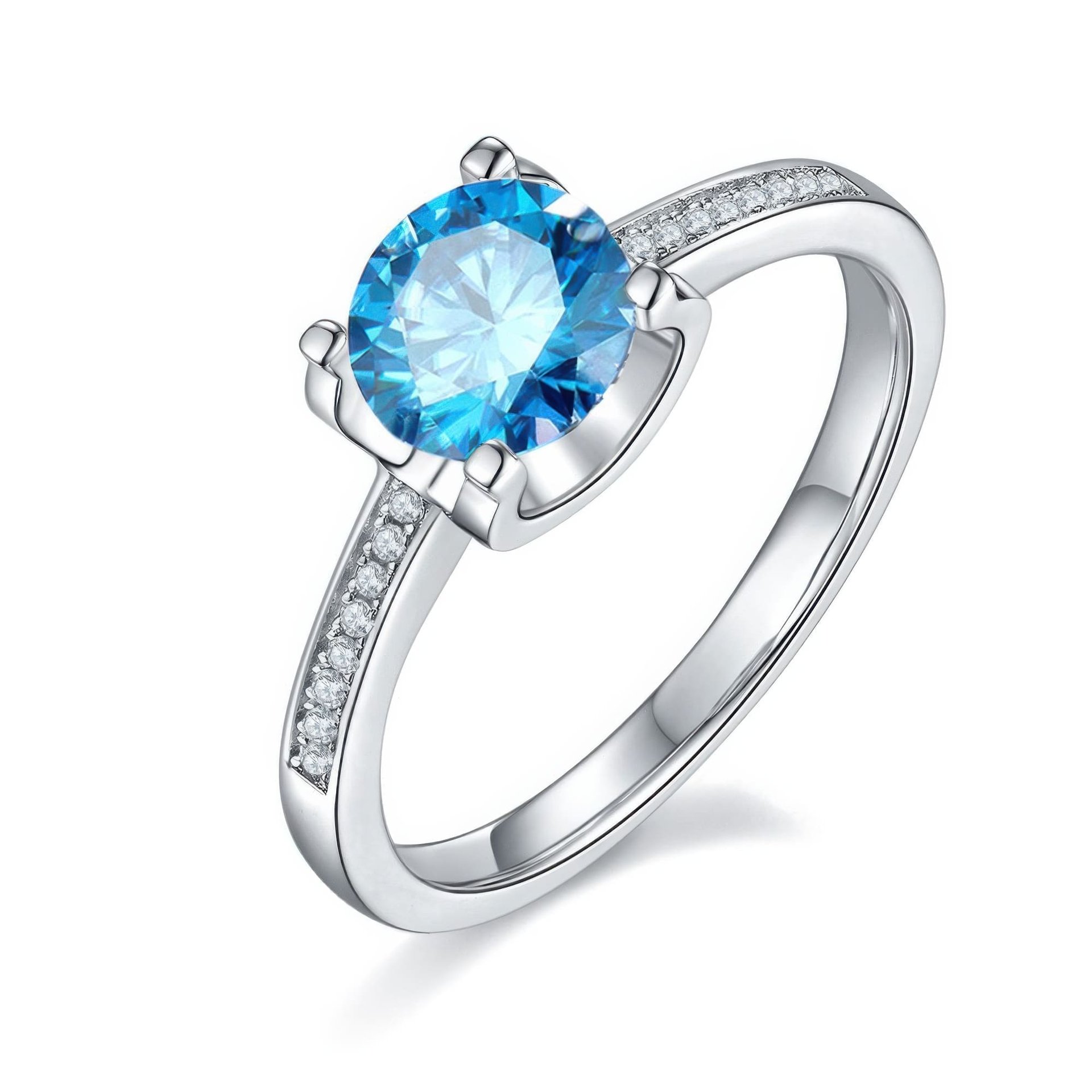 Round Moissanite Solitaire Ring | Pavé Shoulders | 1ct DEW 925 Sterling Silver - Image 11