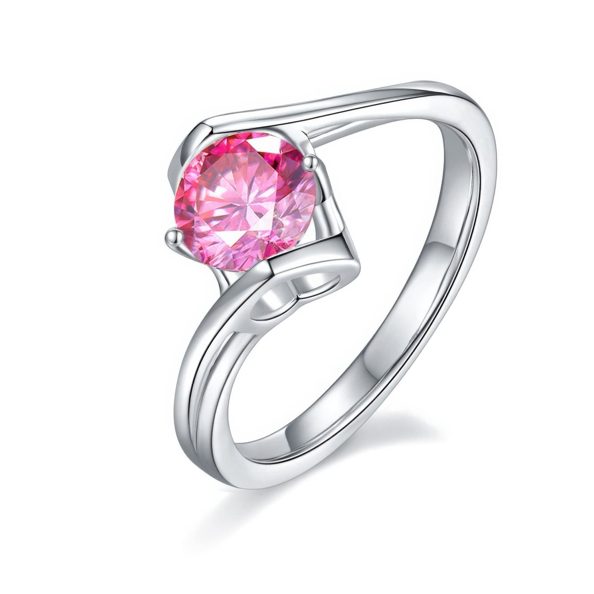 Twisted Bypass Moissanite Solitaire Ring | Round-Cut 1ct DEW 925 Sterling Silver - Image 9