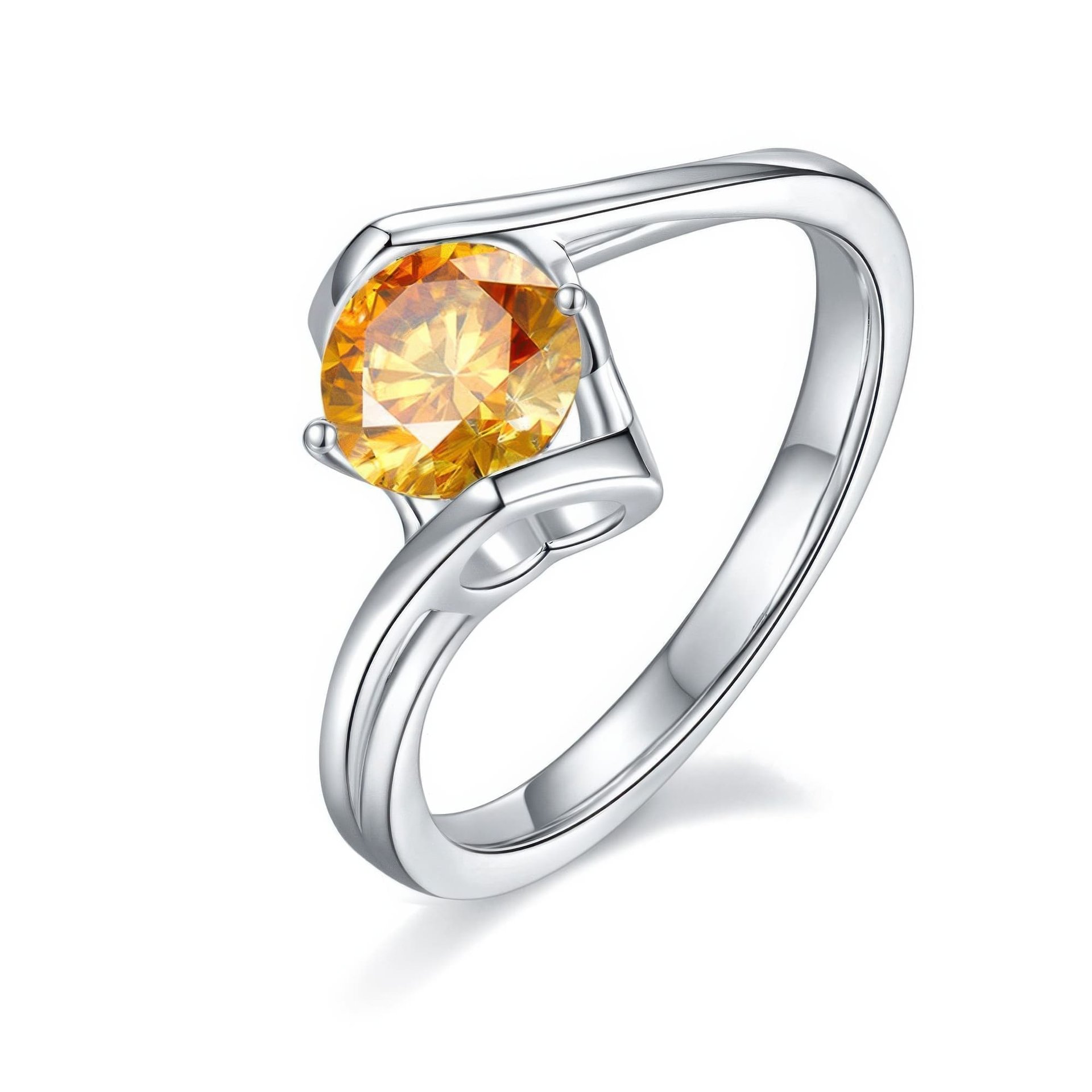 Twisted Bypass Moissanite Solitaire Ring | Round-Cut 1ct DEW 925 Sterling Silver - Image 10