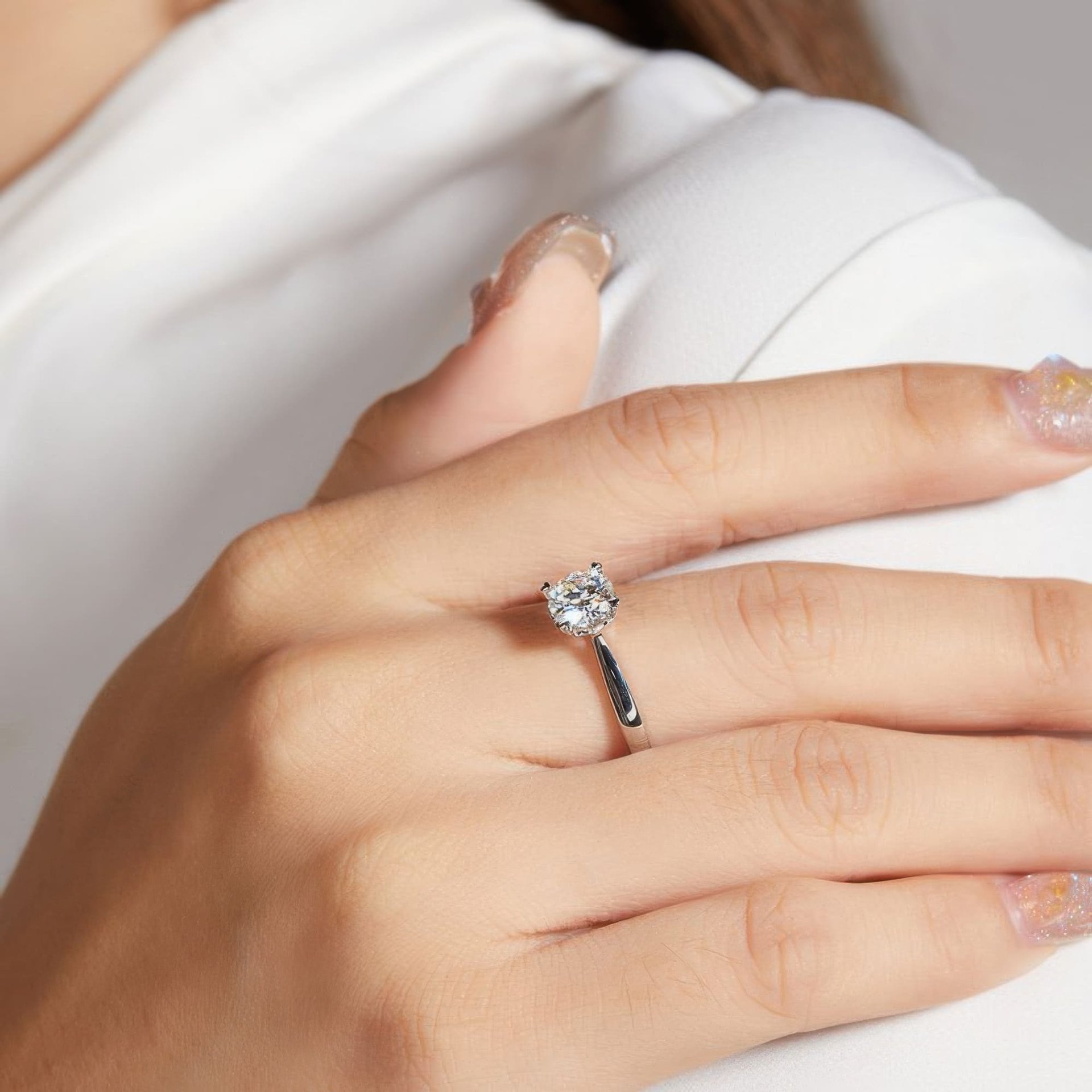 Heart Prong Moissanite Promise Ring | 1ct Round Solitaire | 925 Sterling Silver - Image 2