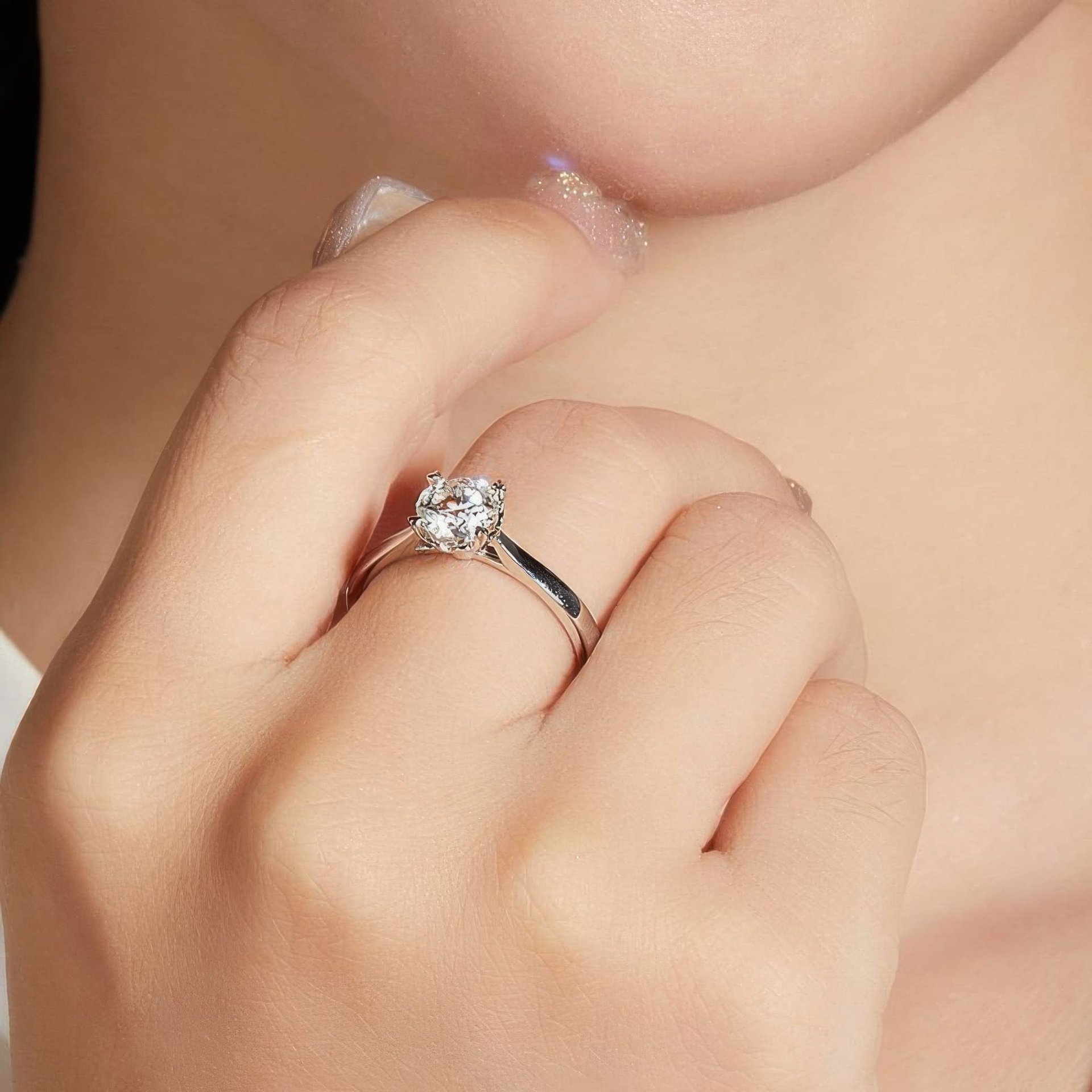Heart Prong Moissanite Promise Ring | 1ct Round Solitaire | 925 Sterling Silver - Image 3