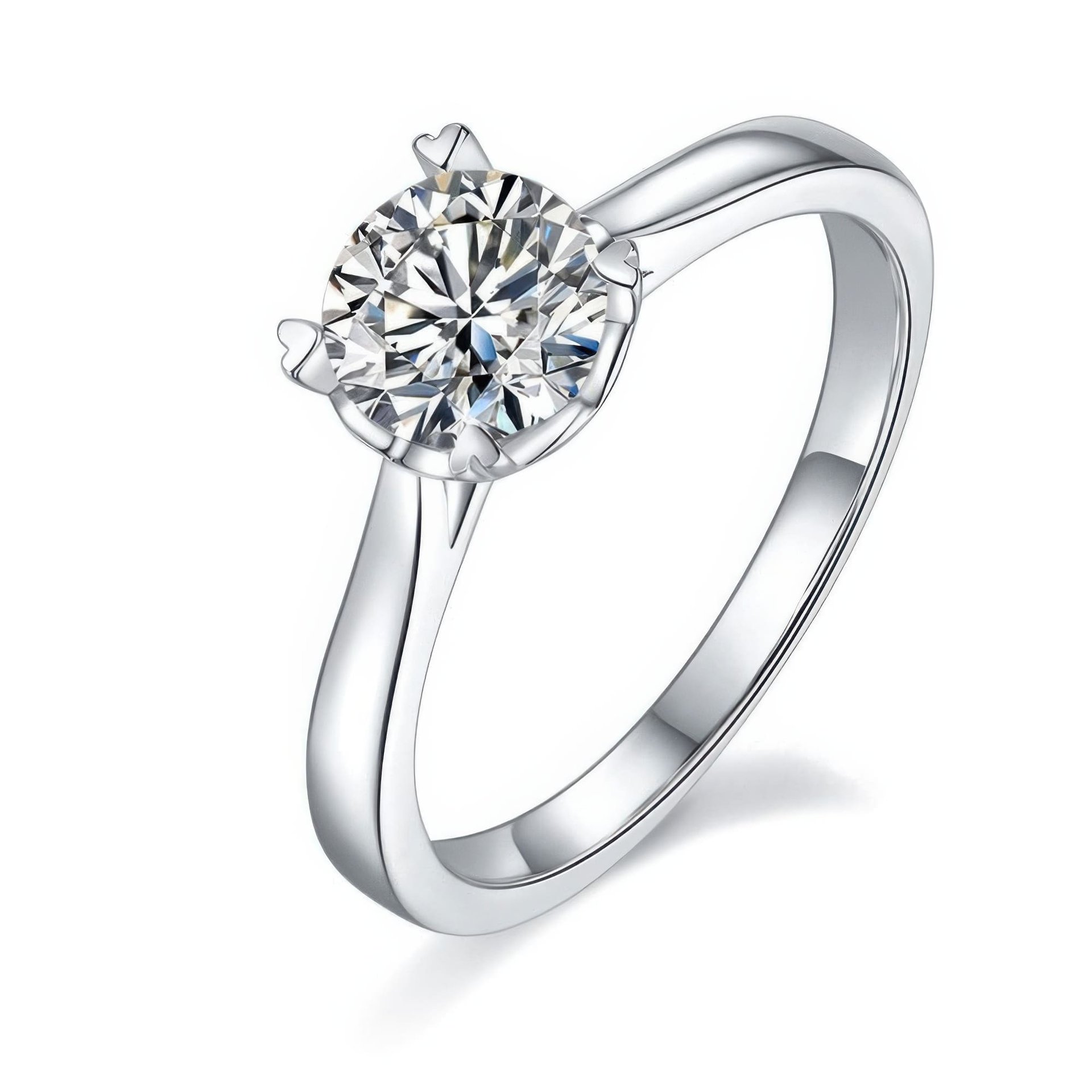 Heart Prong Moissanite Promise Ring | 1ct Round Solitaire | 925 Sterling Silver
