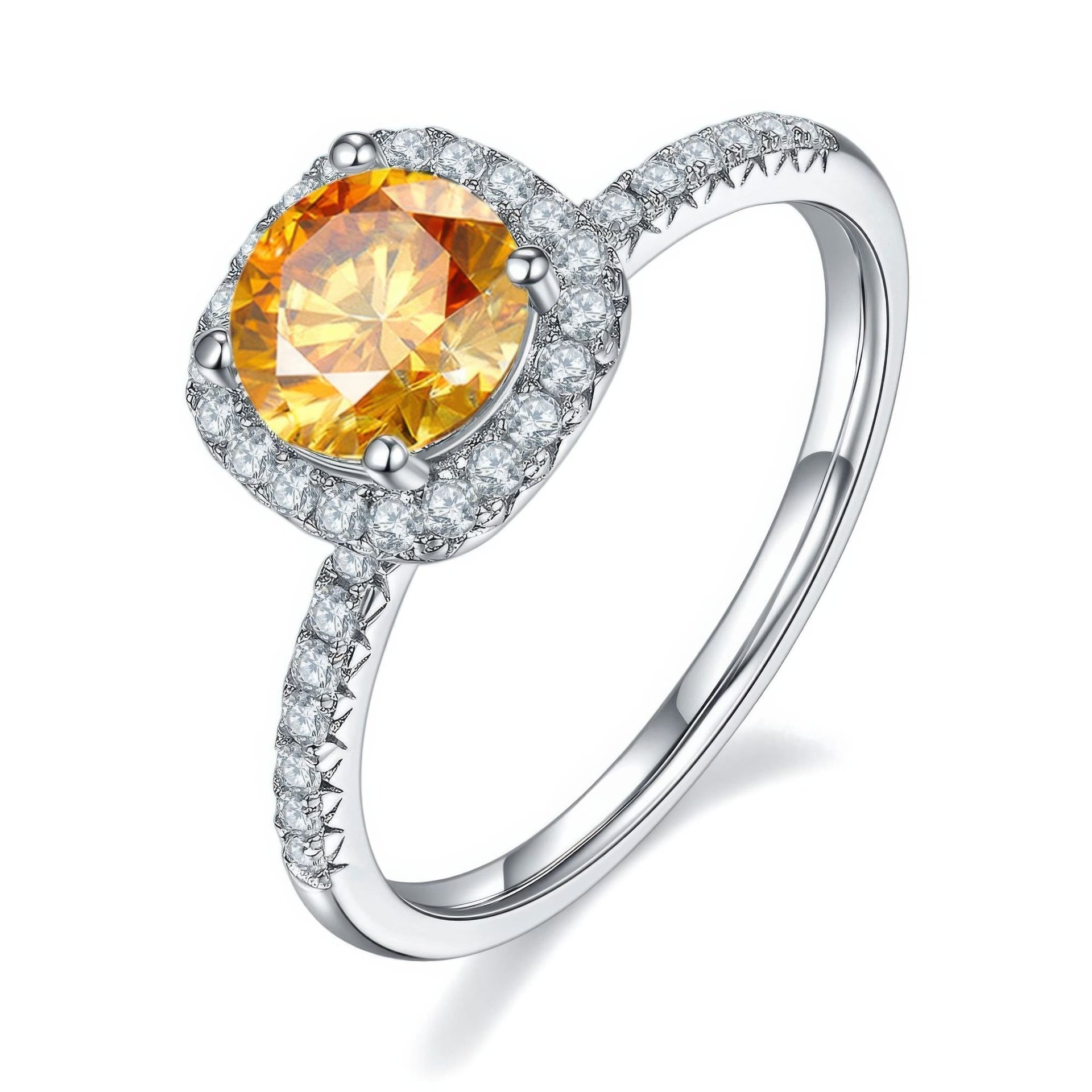 Round Moissanite Cushion Halo Ring | 1ct DEW 6.5mm DEF Colorless, Micro-Pavé 925 Sterling Silver Engagement Ring - Image 10