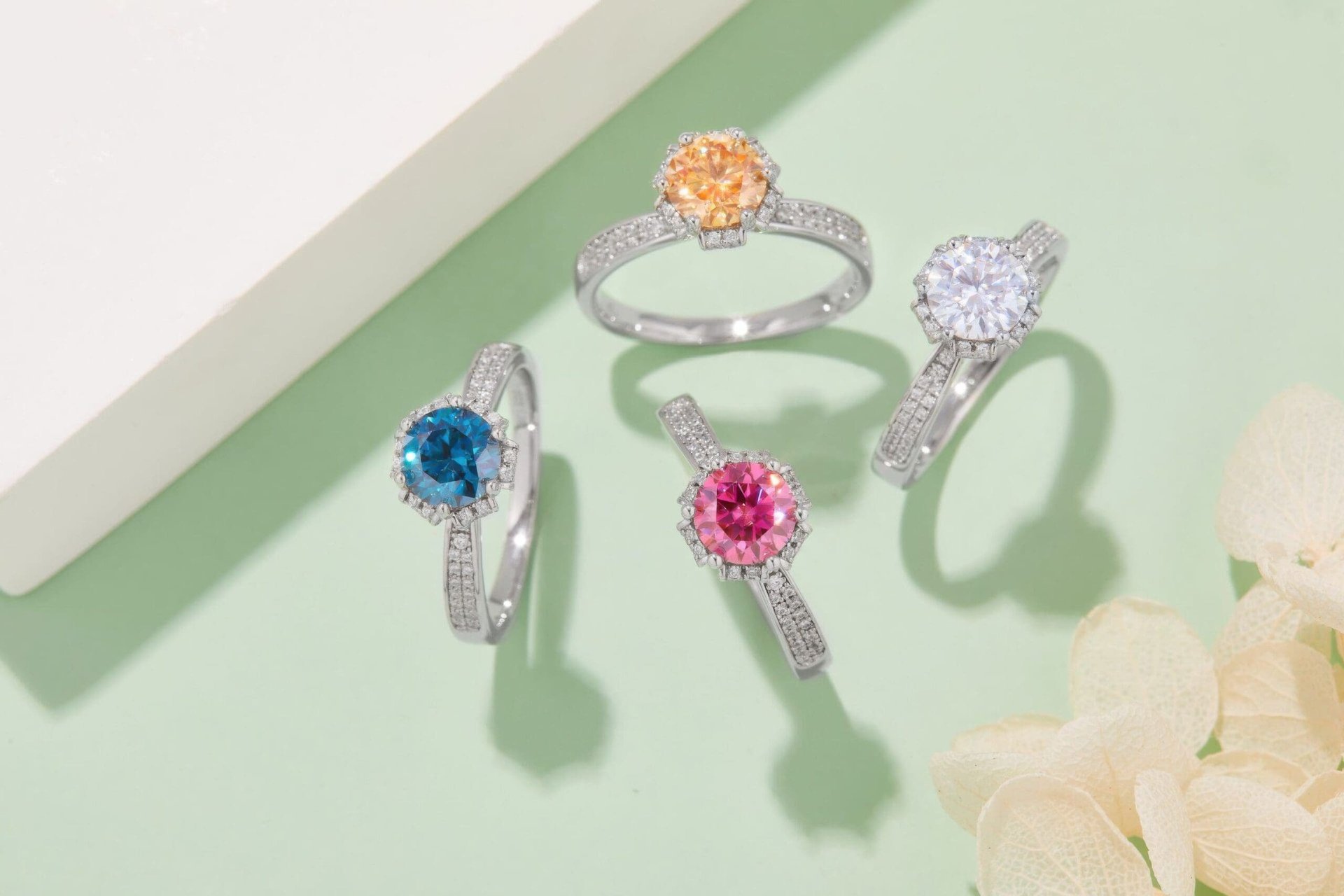 925 Silver Moissanite Flower Ring | 1ct DEW Round Solitaire | Pave Floral Setting - Image 8