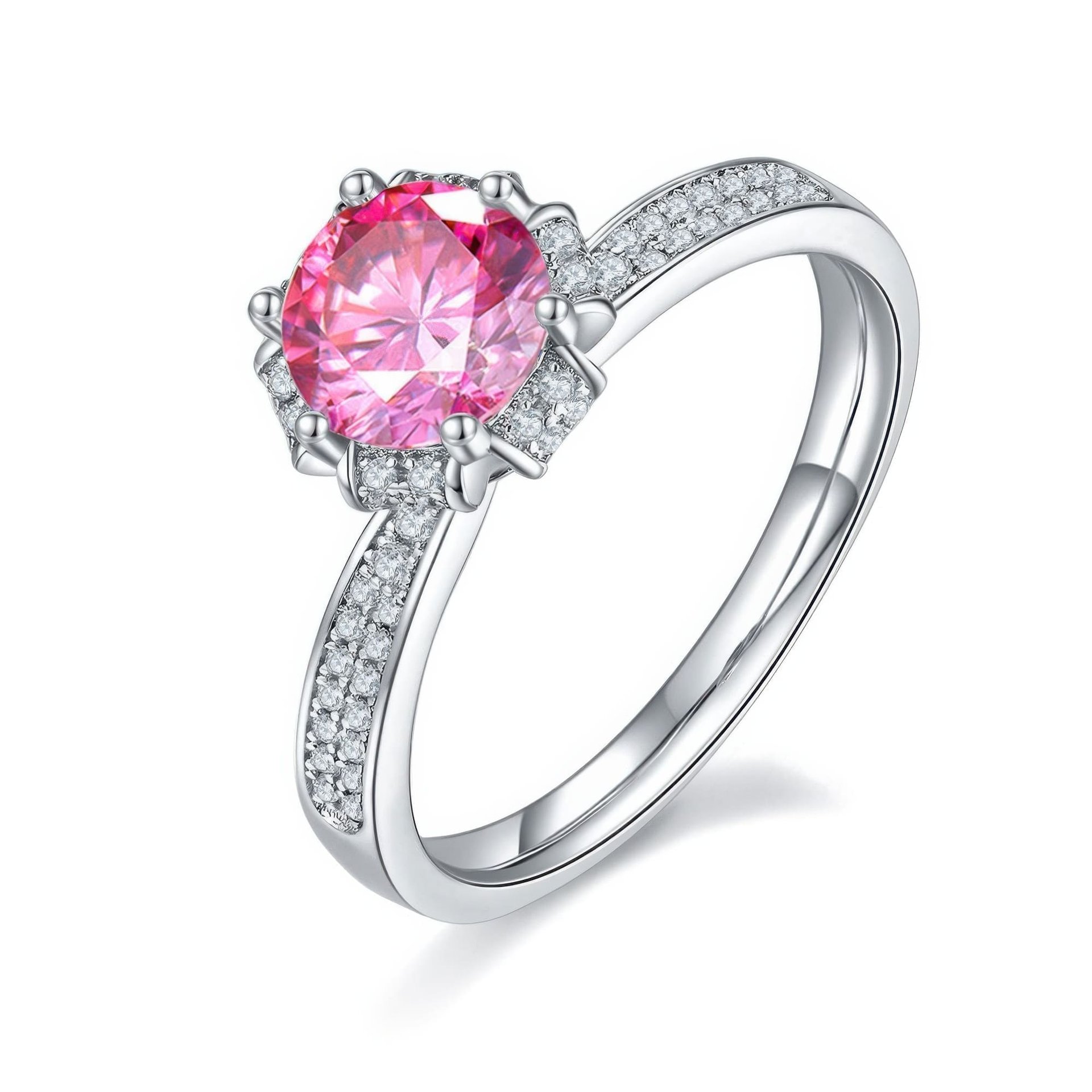 925 Silver Moissanite Flower Ring | 1ct DEW Round Solitaire | Pave Floral Setting - Image 9