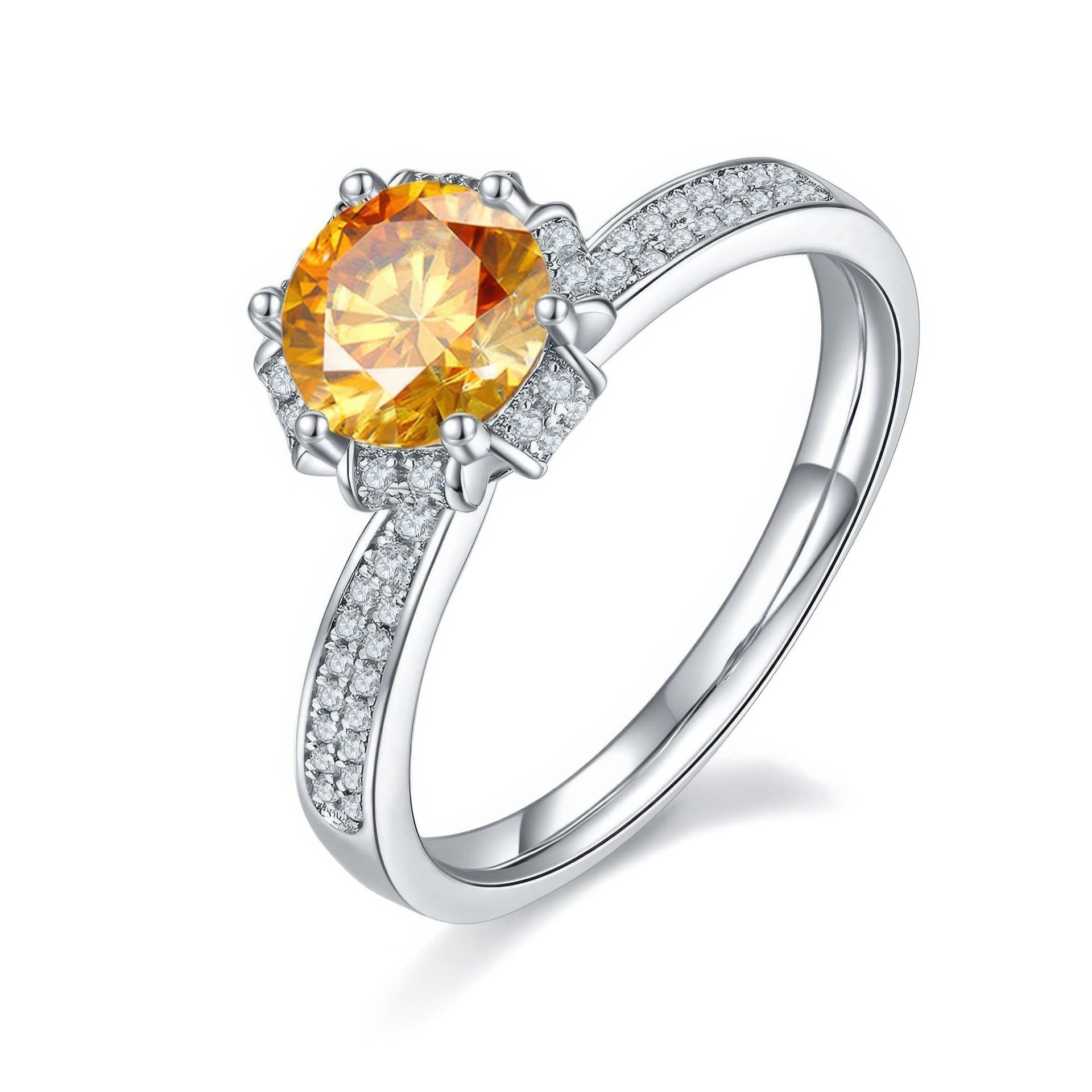 925 Silver Moissanite Flower Ring | 1ct DEW Round Solitaire | Pave Floral Setting - Image 10