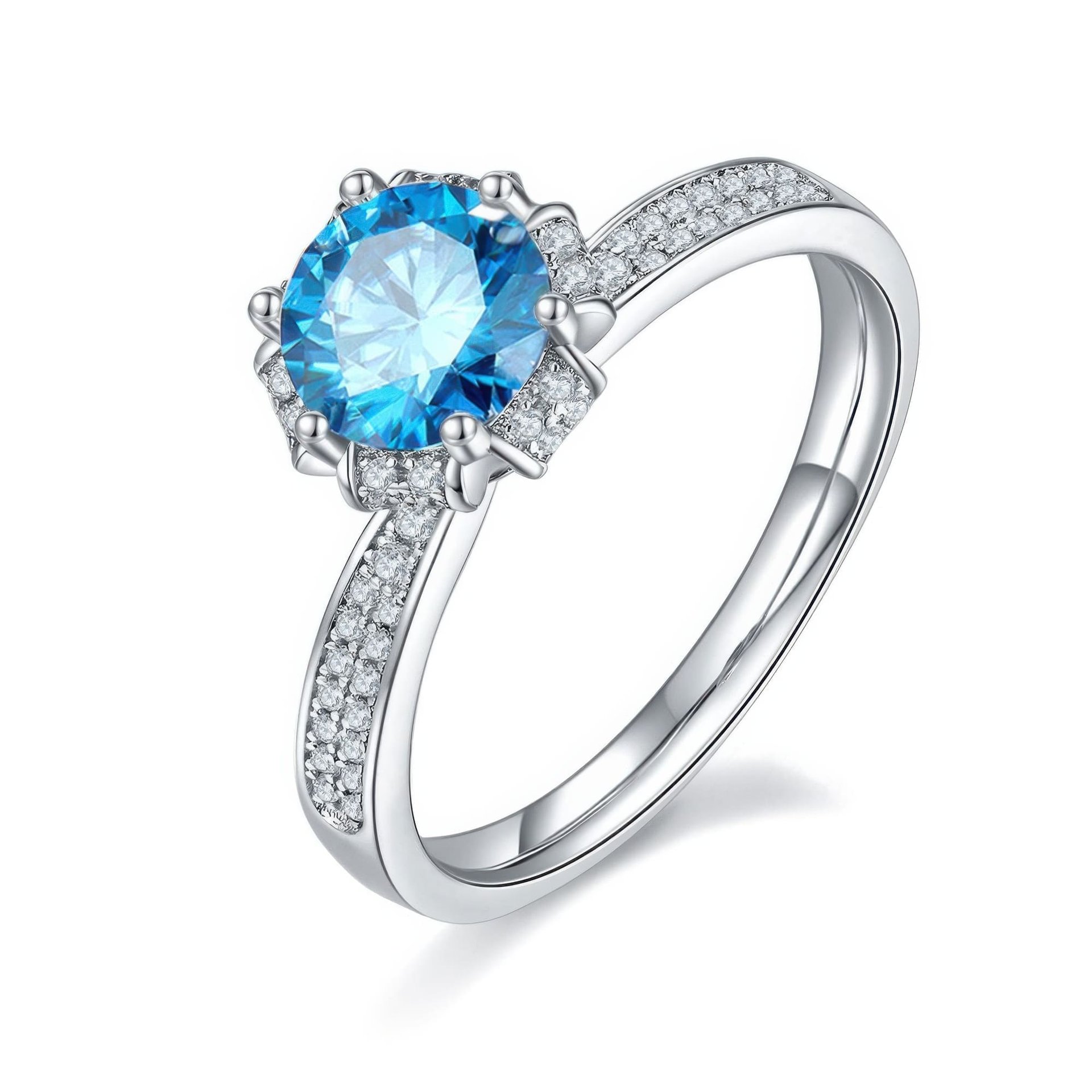925 Silver Moissanite Flower Ring | 1ct DEW Round Solitaire | Pave Floral Setting - Image 11