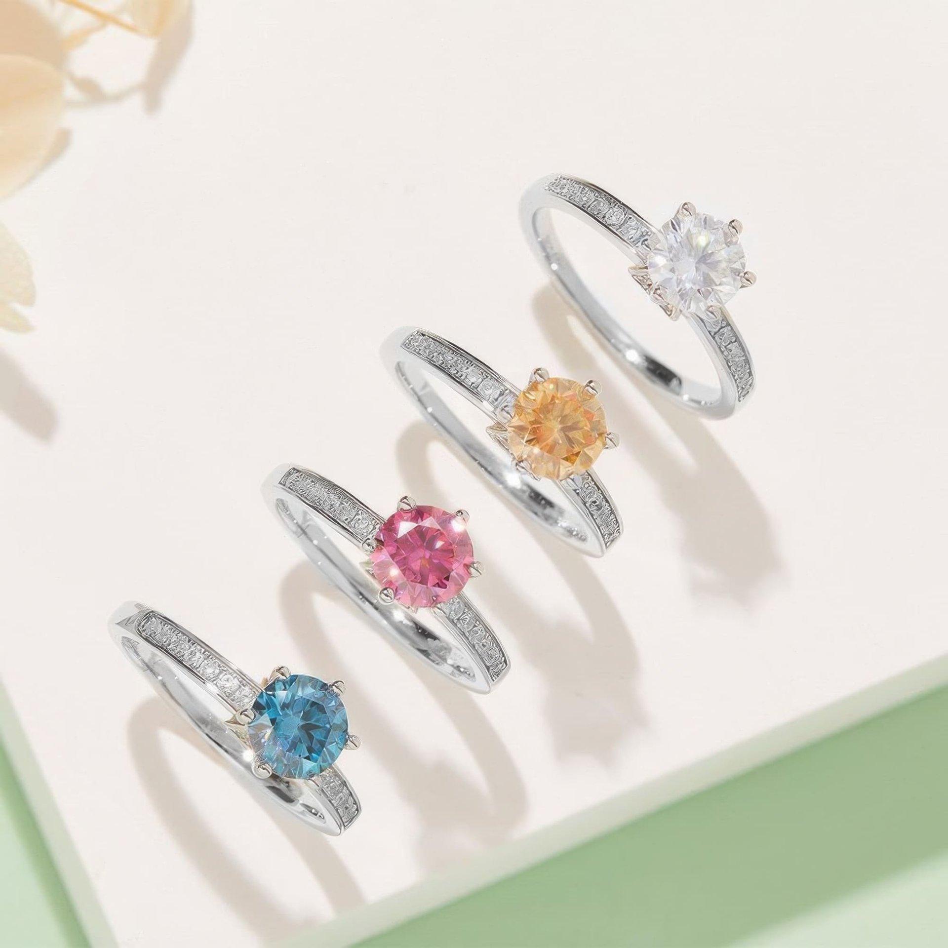 1ct Round Moissanite Solitaire Ring | 925 Sterling Silver Pave Shoulders | DEF Colorless - Image 7
