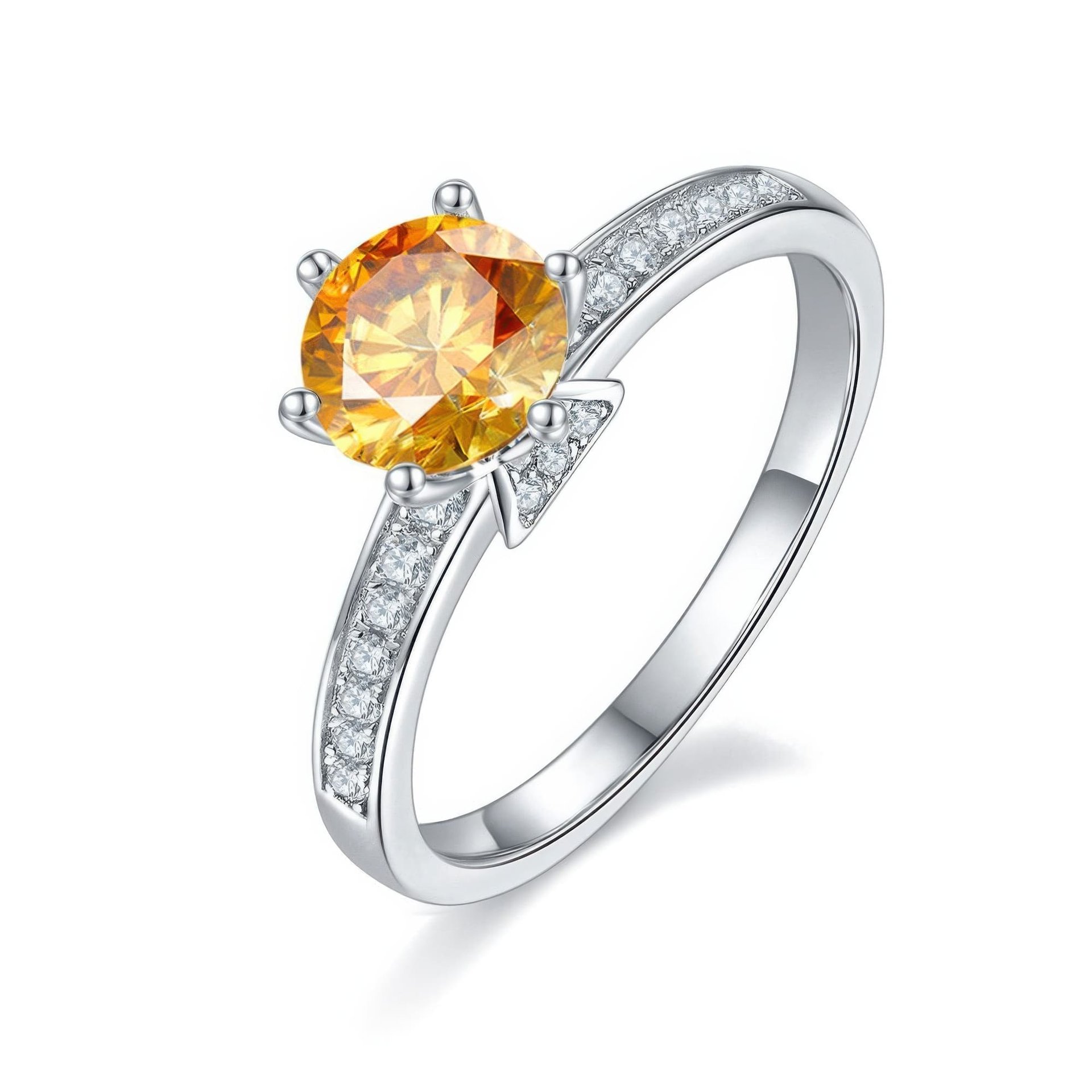 1ct Round Moissanite Solitaire Ring | 925 Sterling Silver Pave Shoulders | DEF Colorless - Image 9