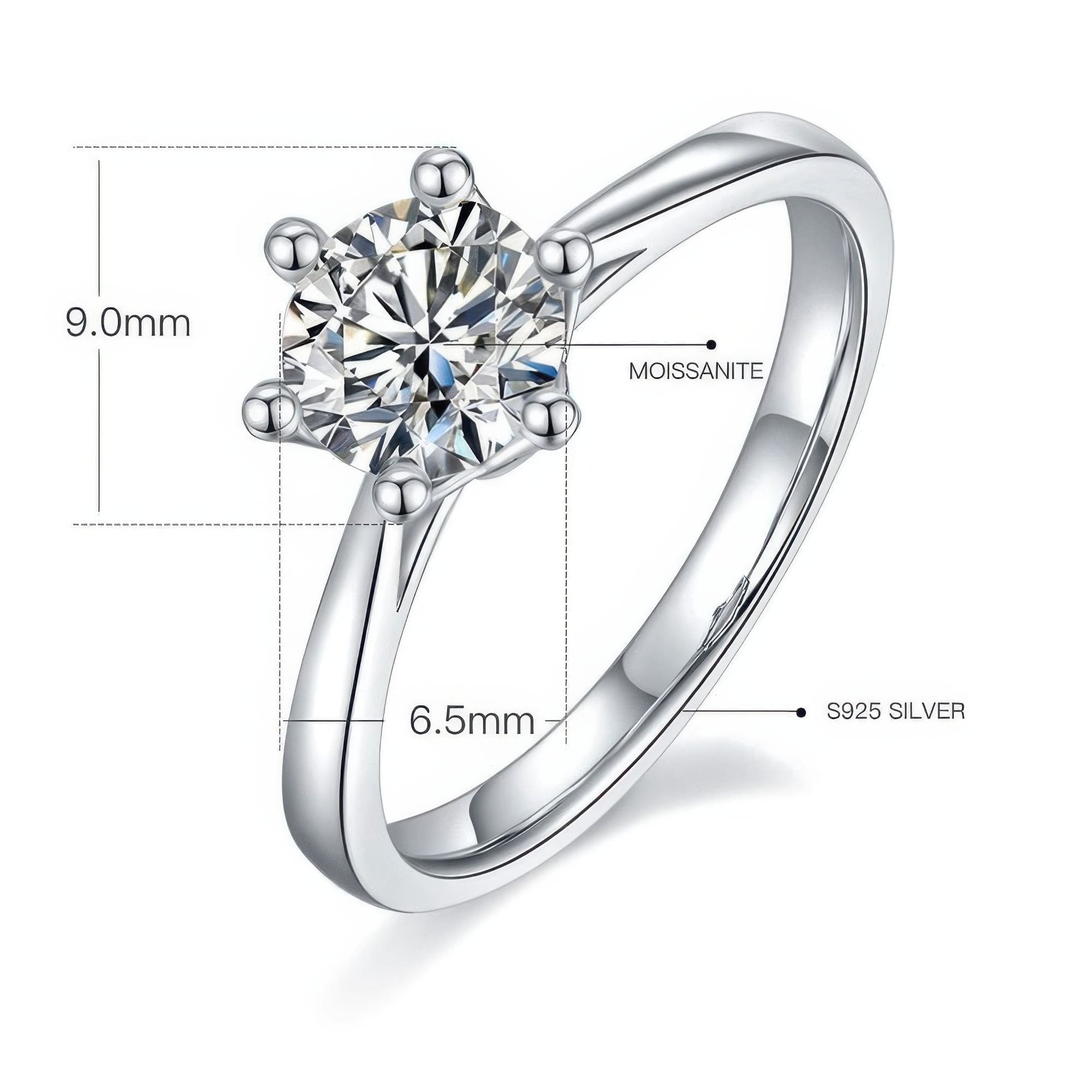 1 Carat Moissanite Solitaire Ring | 6-Prong Round Cut 925 Sterling Silver - Image 12