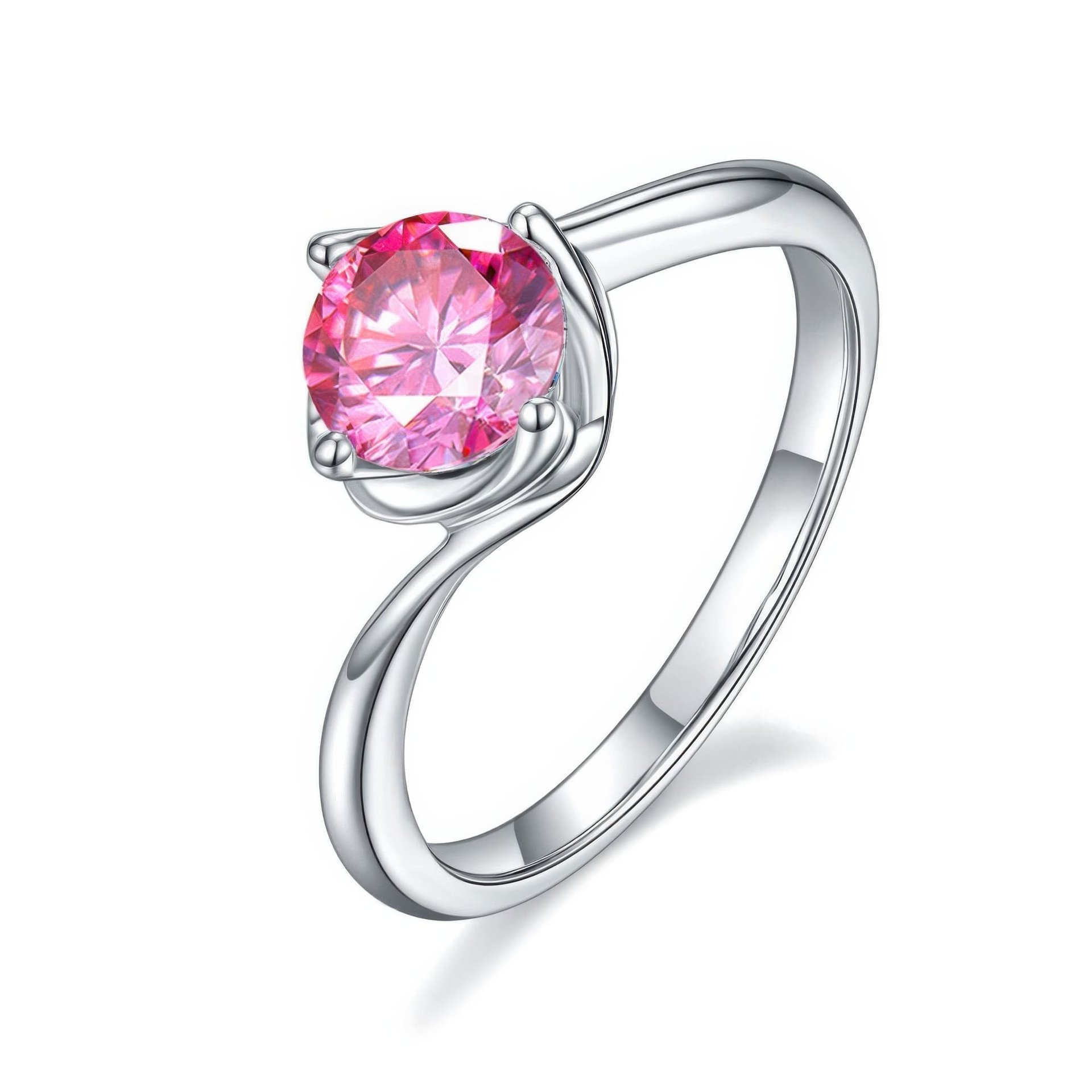 Twisted Bypass Moissanite Solitaire Ring | 1ct DEW Round Cut Engagement Ring in 925 Silver - Image 9