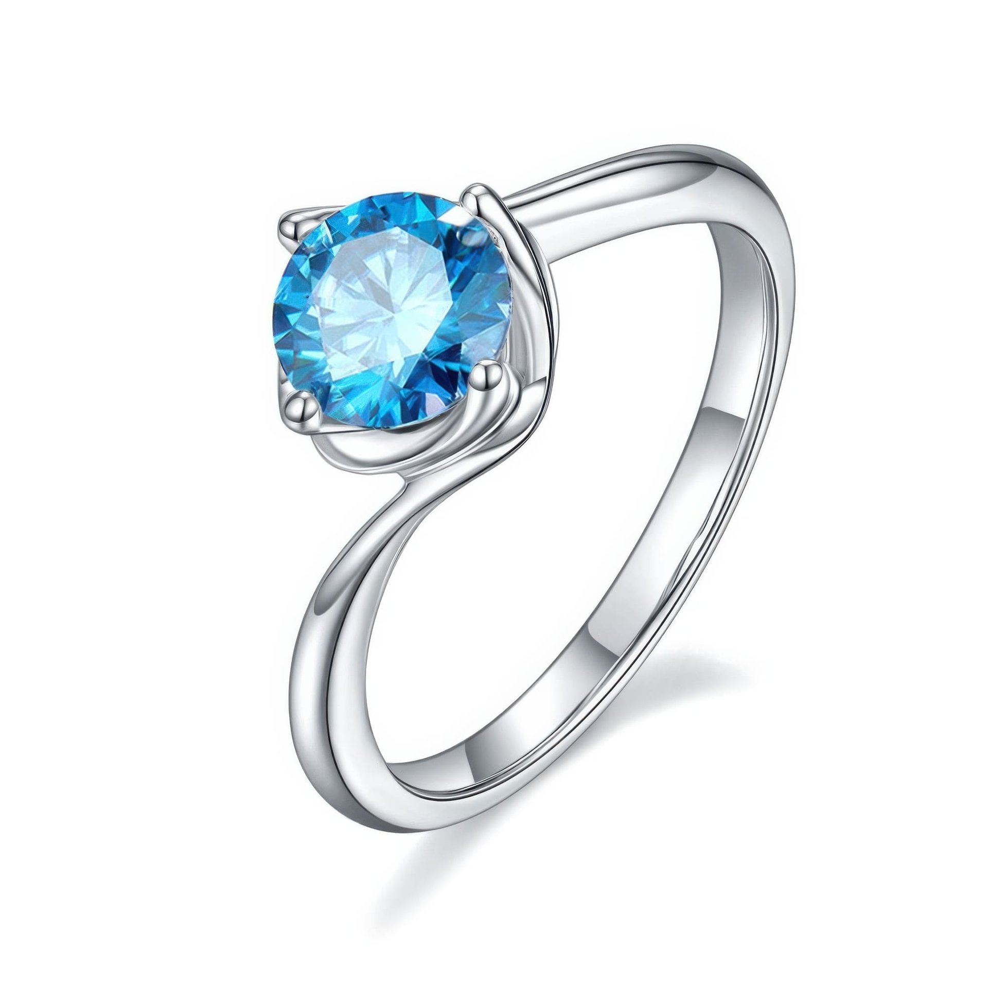 Twisted Bypass Moissanite Solitaire Ring | 1ct DEW Round Cut Engagement Ring in 925 Silver - Image 11